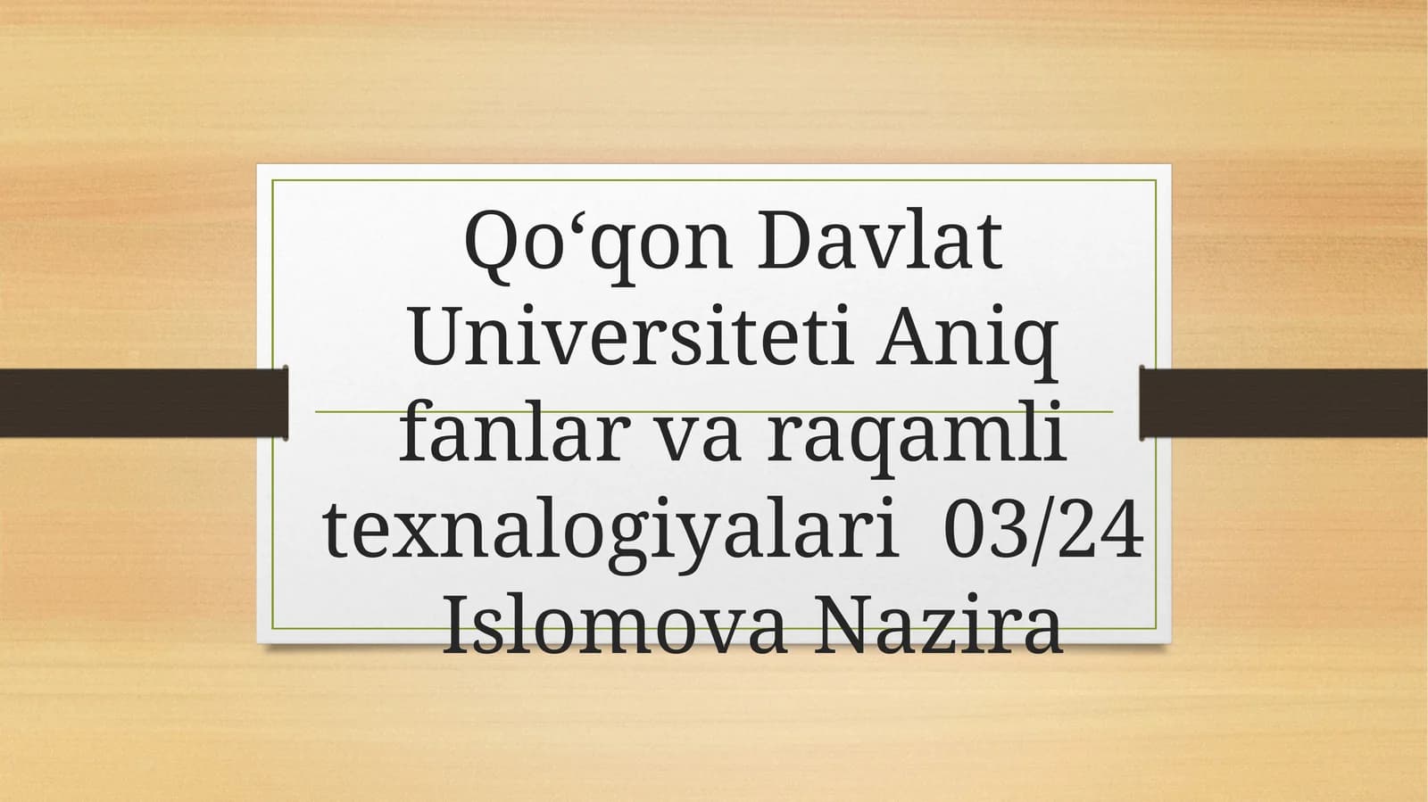 Islomova Nazira