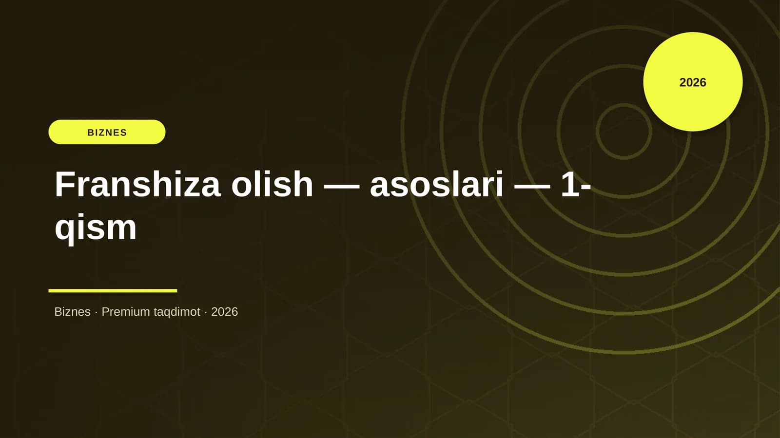 Franshiza olish — asoslari — 1-qism