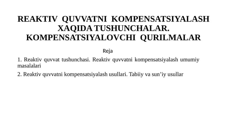Reaktiv quvvatni kompensatsiyalash