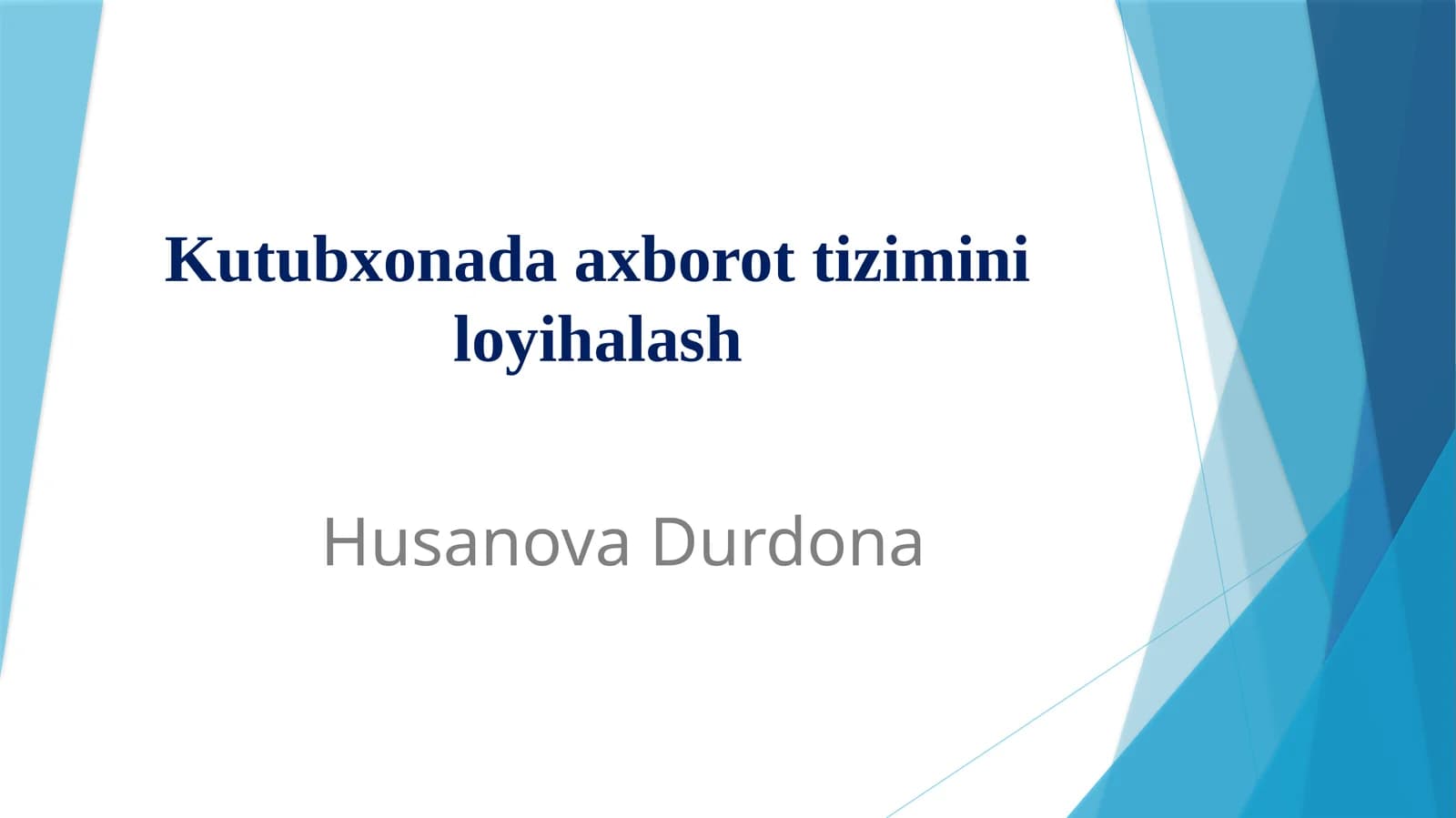 Kutubxonada axborot tizimini loyihalash