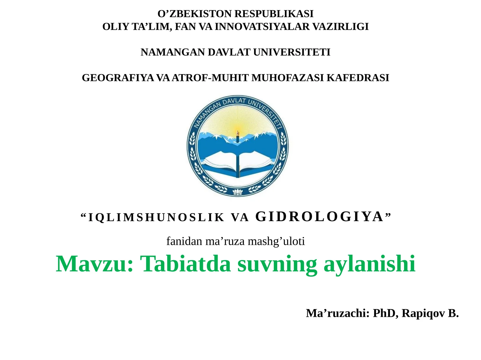 Tabiatda suvning aylanishi