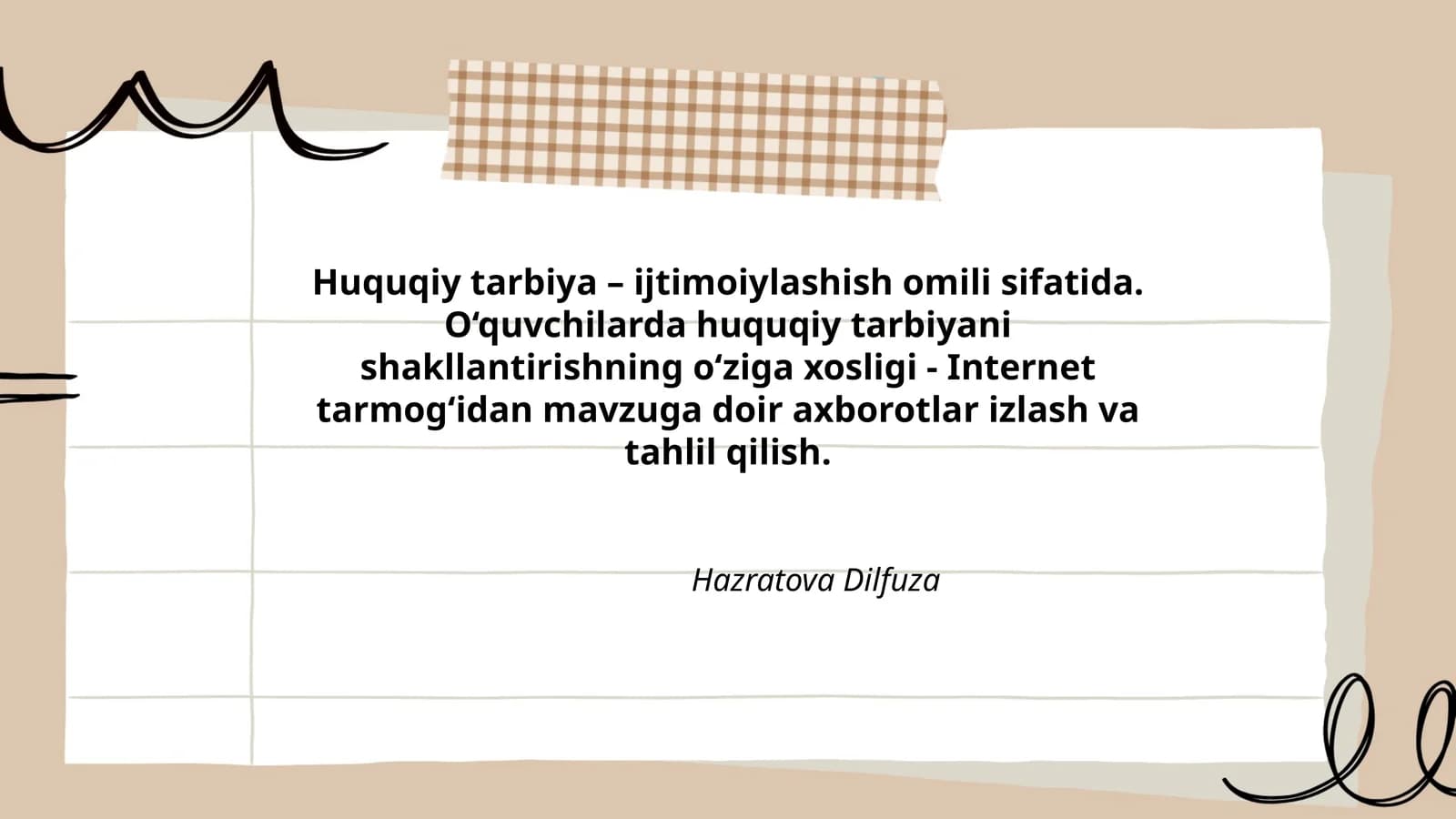Huquqiy tarbiya – ijtimoiylashish omili sifatida