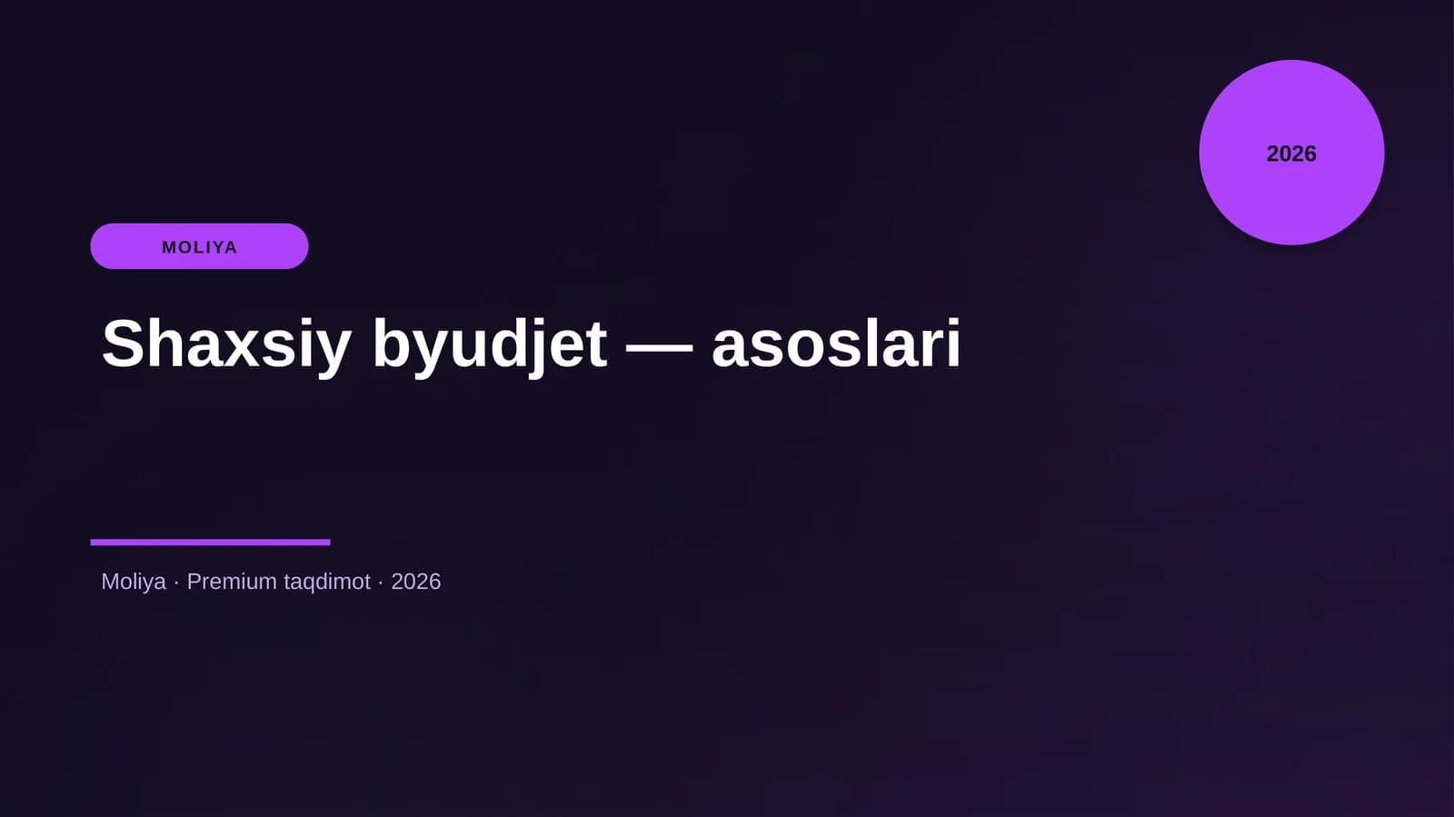Shaxsiy byudjet — asoslari