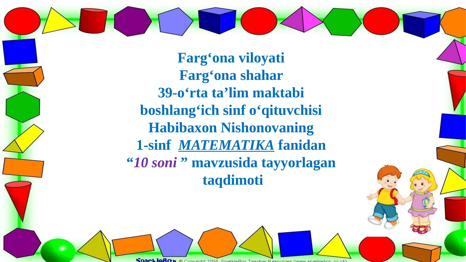 1-sinf MATEMATIKA "10 soni" mavzusi