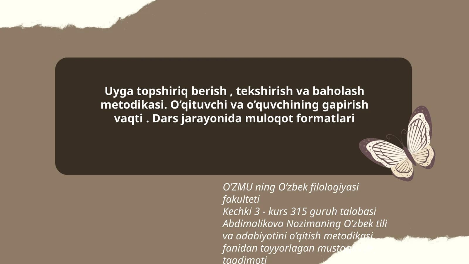 O’zbek tili va adabiyotini o’qitish metodikasi