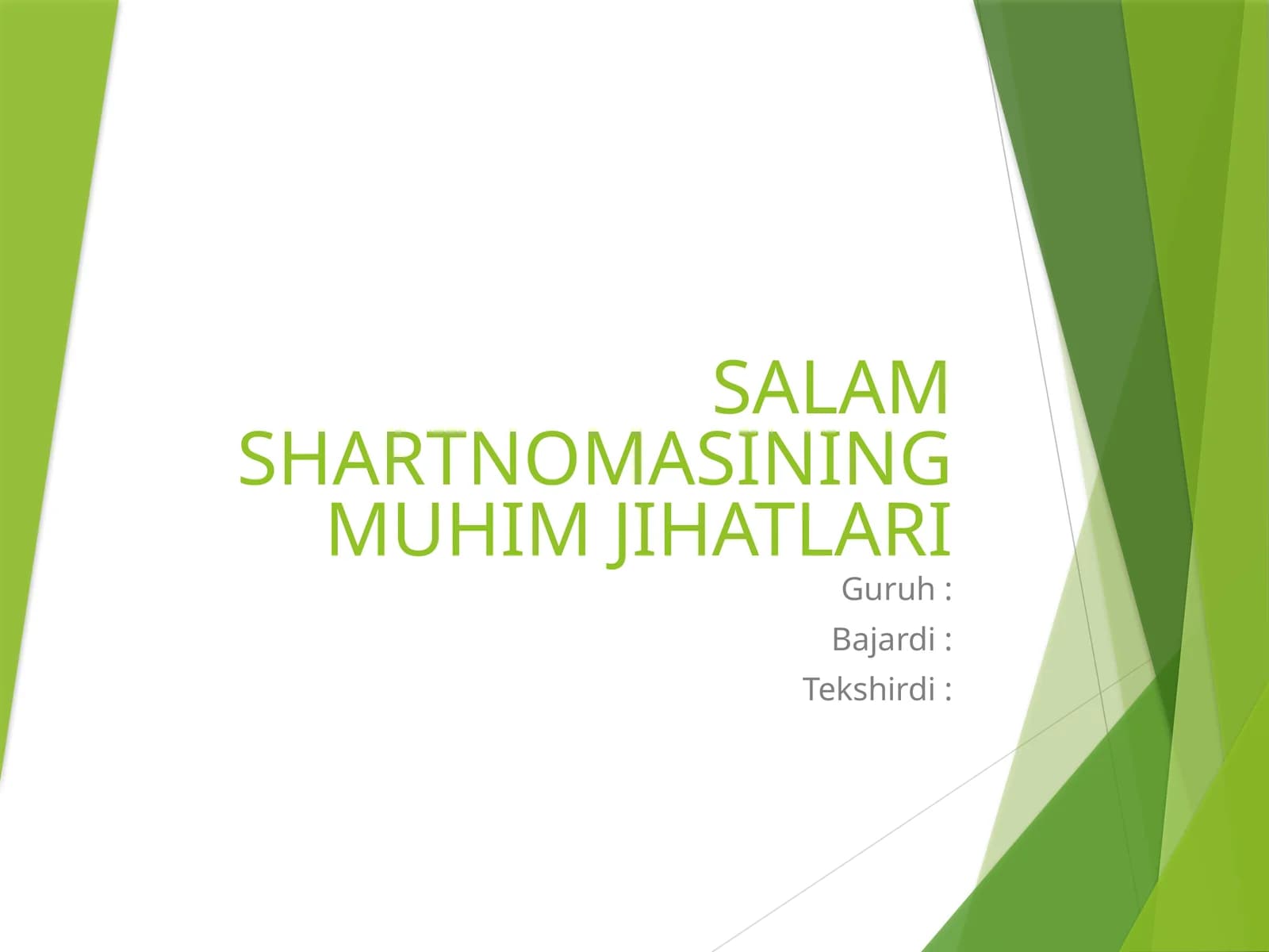 SALAM SHARTNOMASINING MUHIM JIHATLARI
