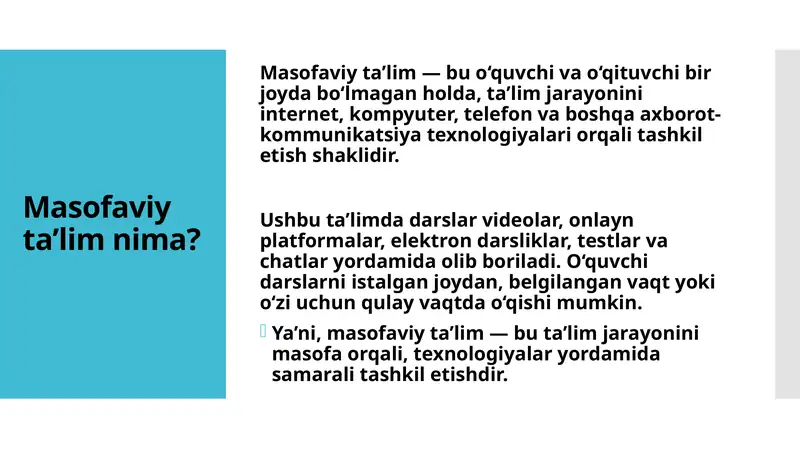 Masofaviy Ta'lim