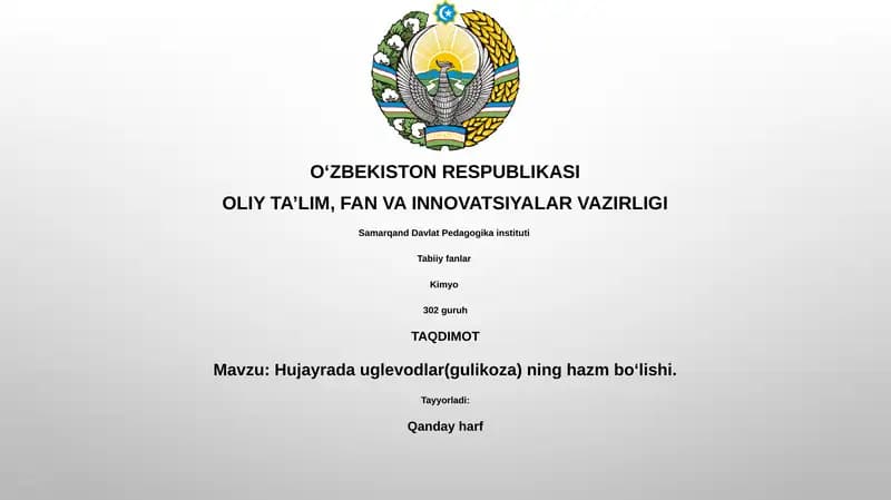 Hujayrada uglevodlar(gulikoza) ning hazm boʻlishi