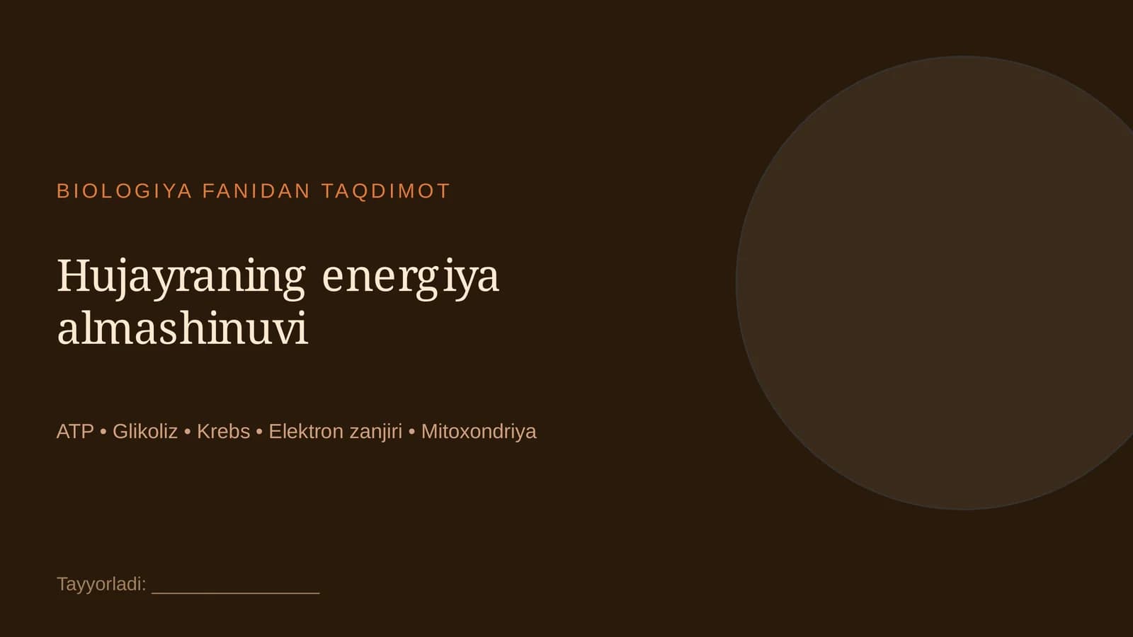 Hujayraning energiya almashinuvi