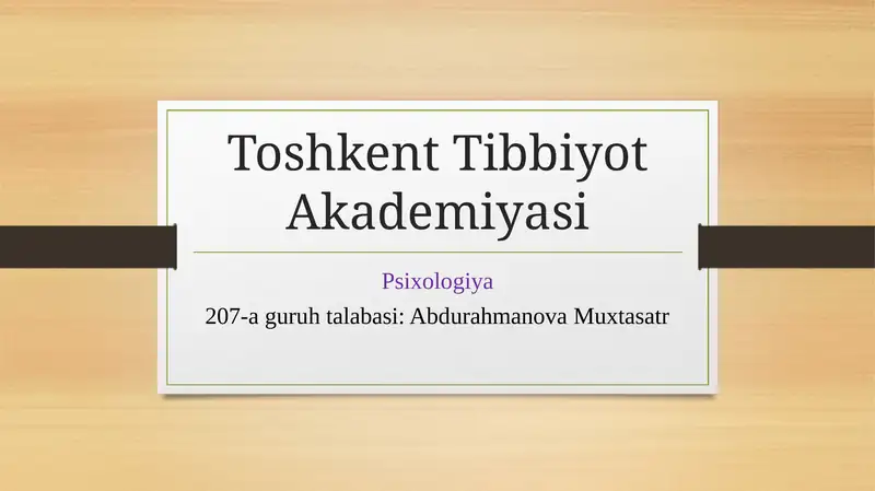 Psixika va uning taraqqiyoti