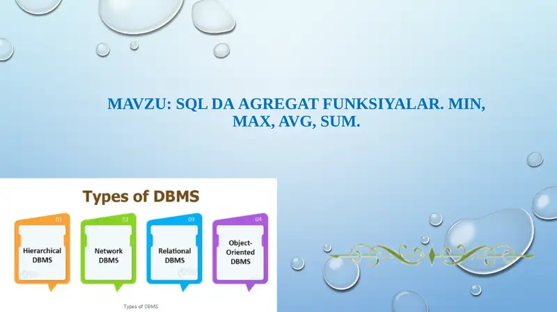 SQL da Agregat funksiyalar