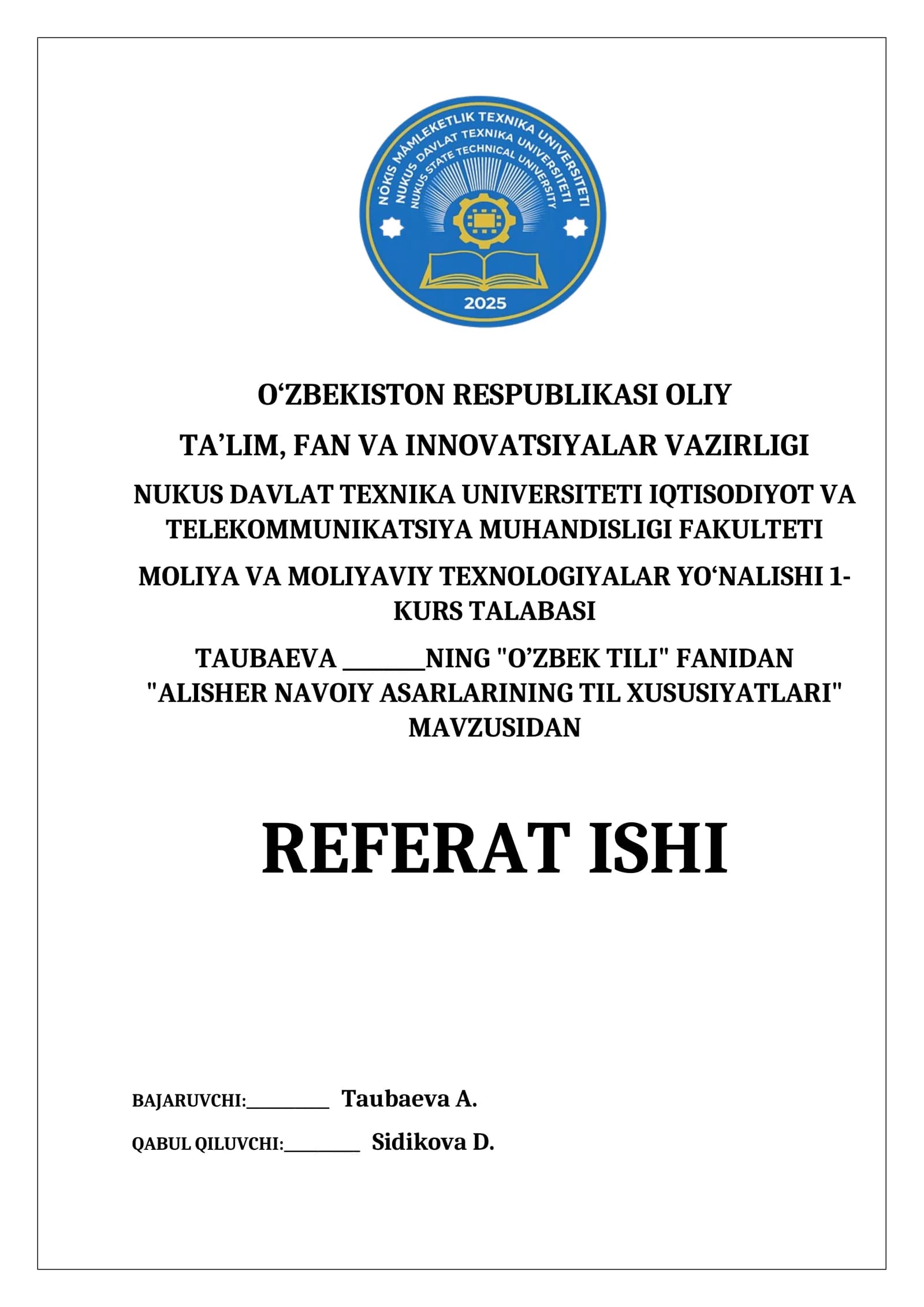 ALISHER NAVOIY ASARLARINING TIL XUSUSIYATLARI