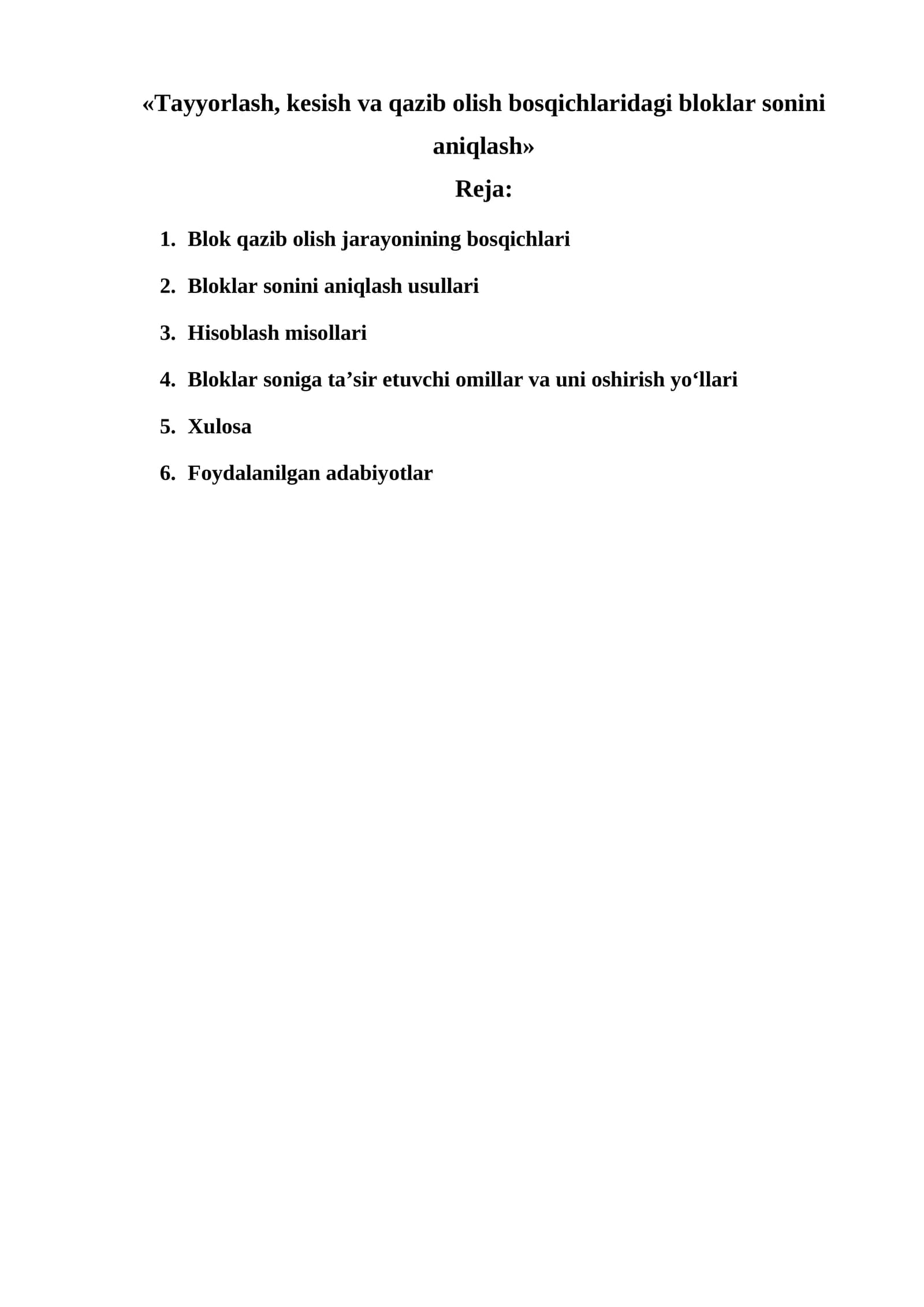 Blokli tosh qazib olish