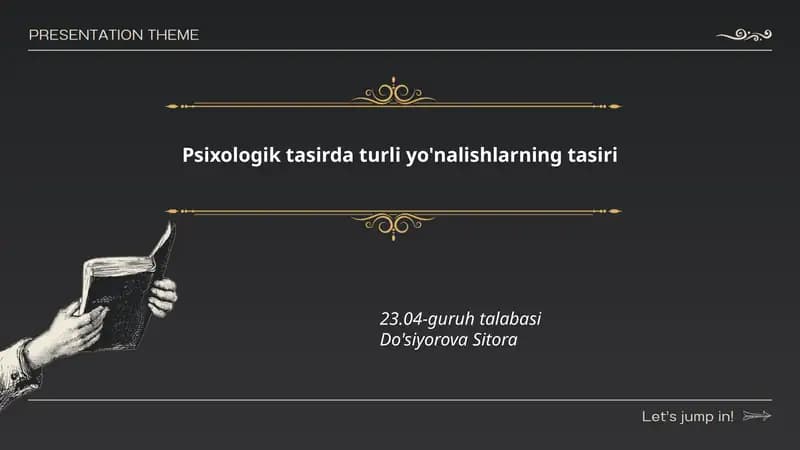 Xulq-atvor (behaviorizm) yo'nalishining psixologik tasiri
