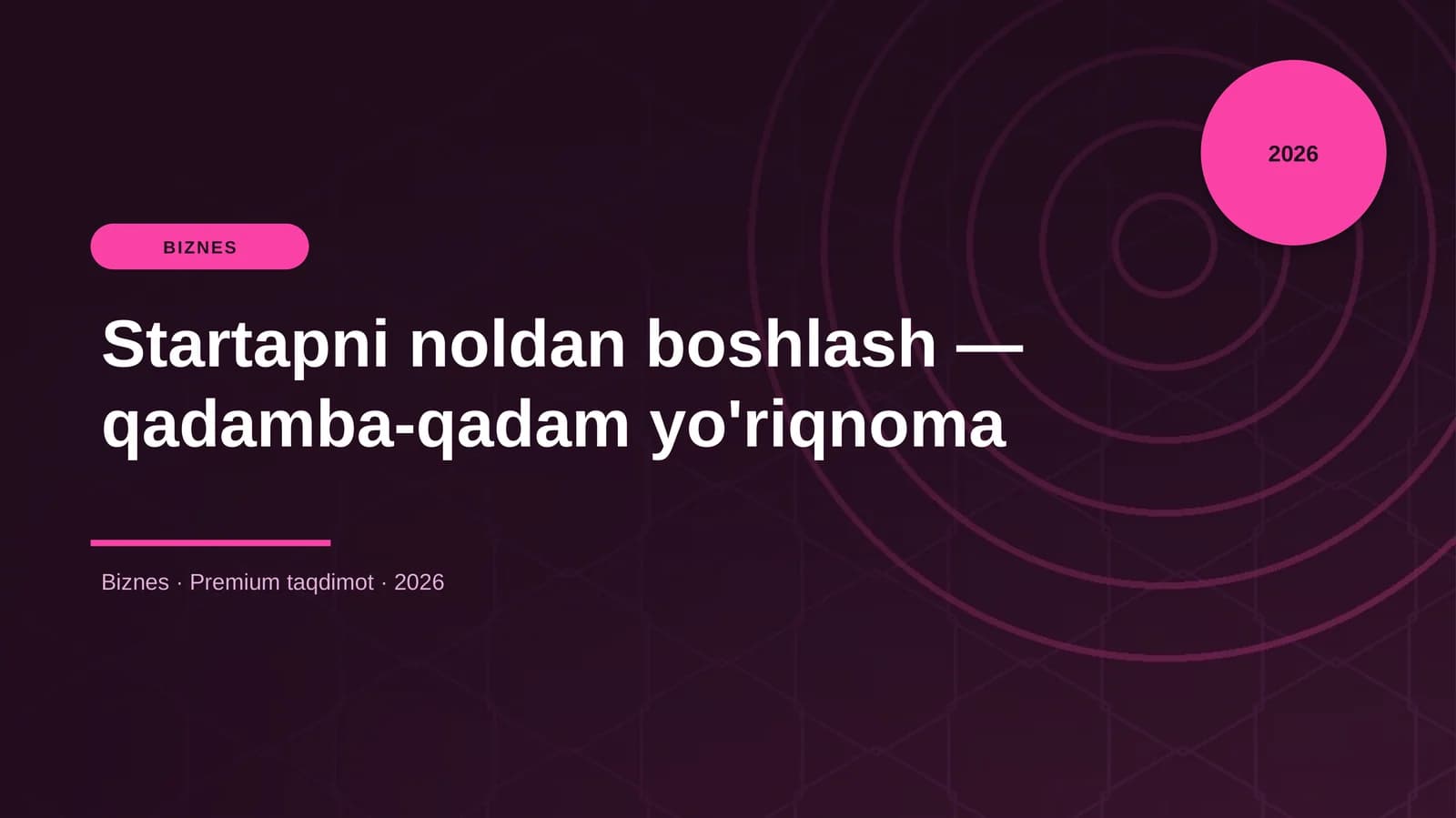 Startapni noldan boshlash — qadamba-qadam yo'riqnoma
