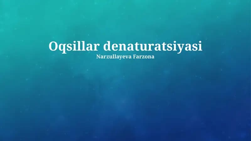 Oqsillar denaturatsiyasi