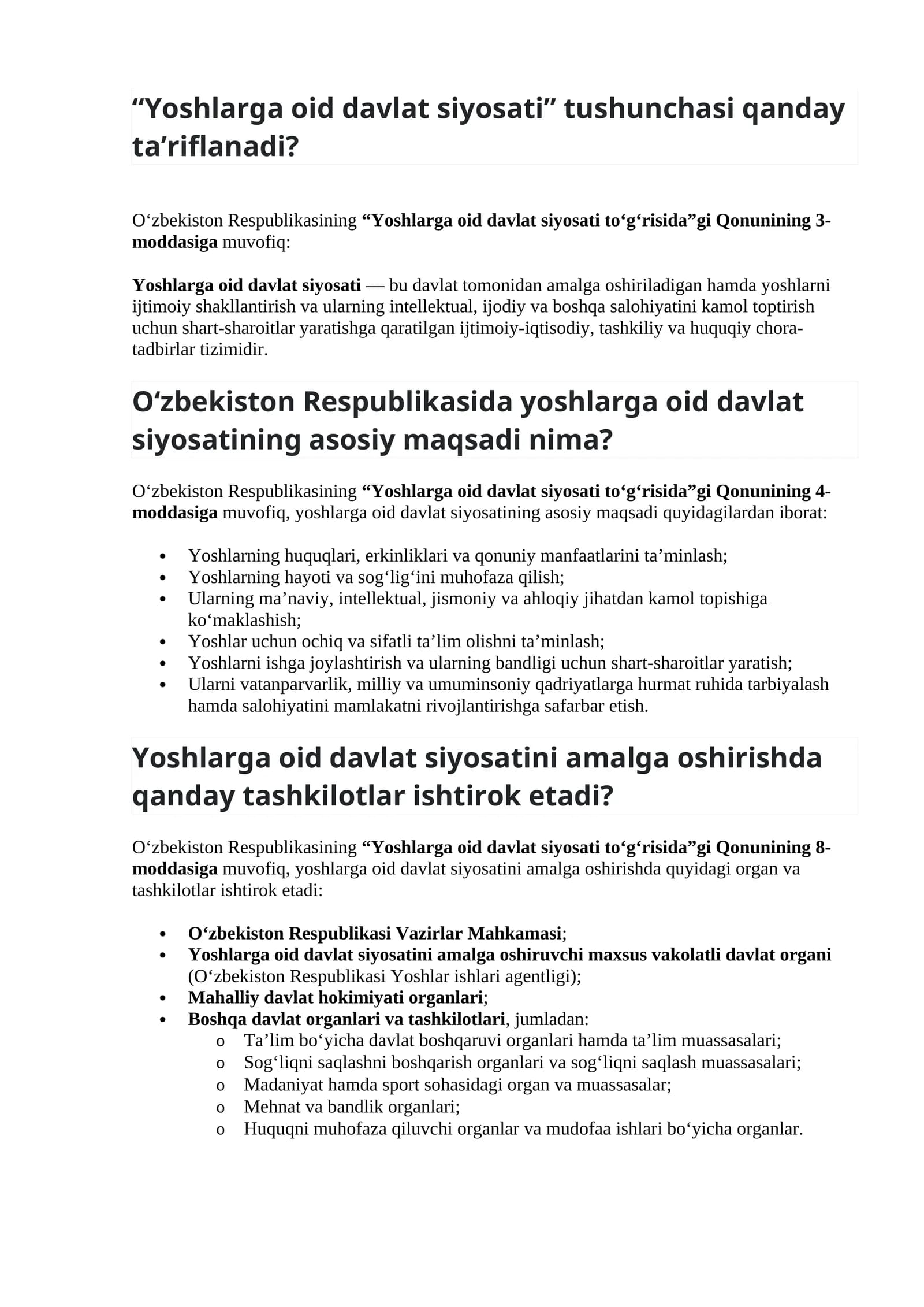 Yoshlar yetkchisi suhbat savol javoblari 200 ta