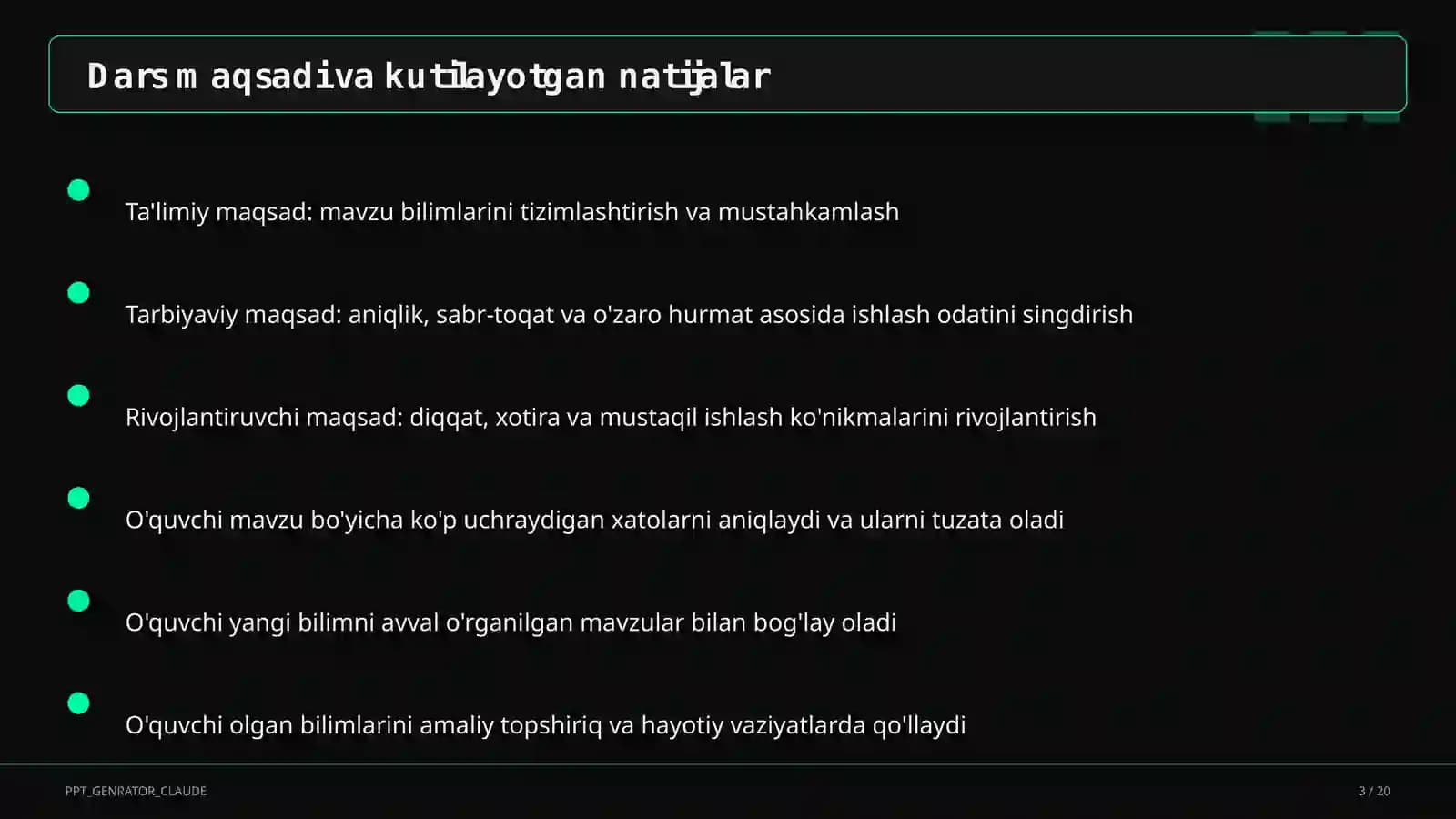 Dars rejasi