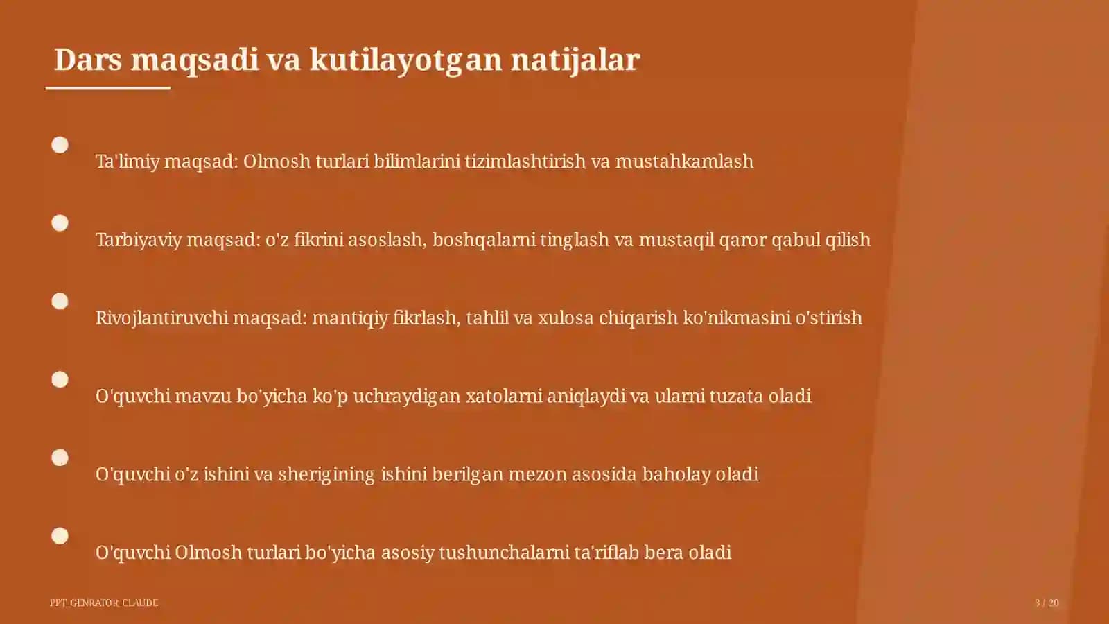Olmosh turlari (6-sinf)