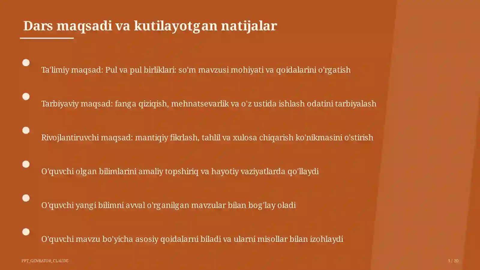 Pul va pul birliklari: so'm (2-sinf)