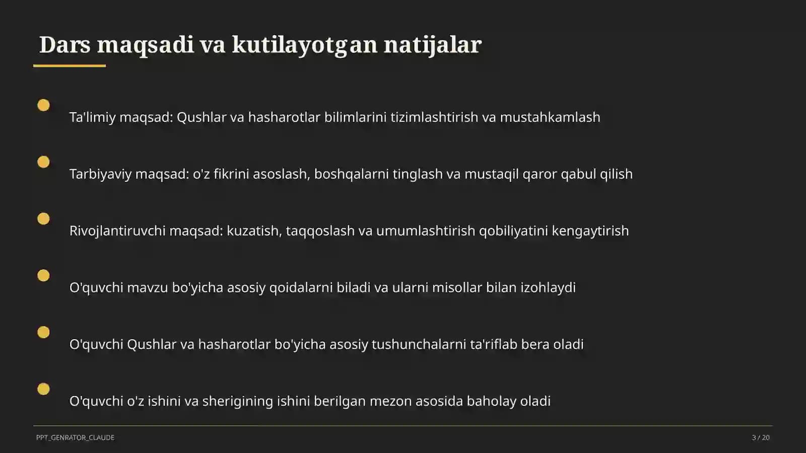 Qushlar va hasharotlar (2-sinf)