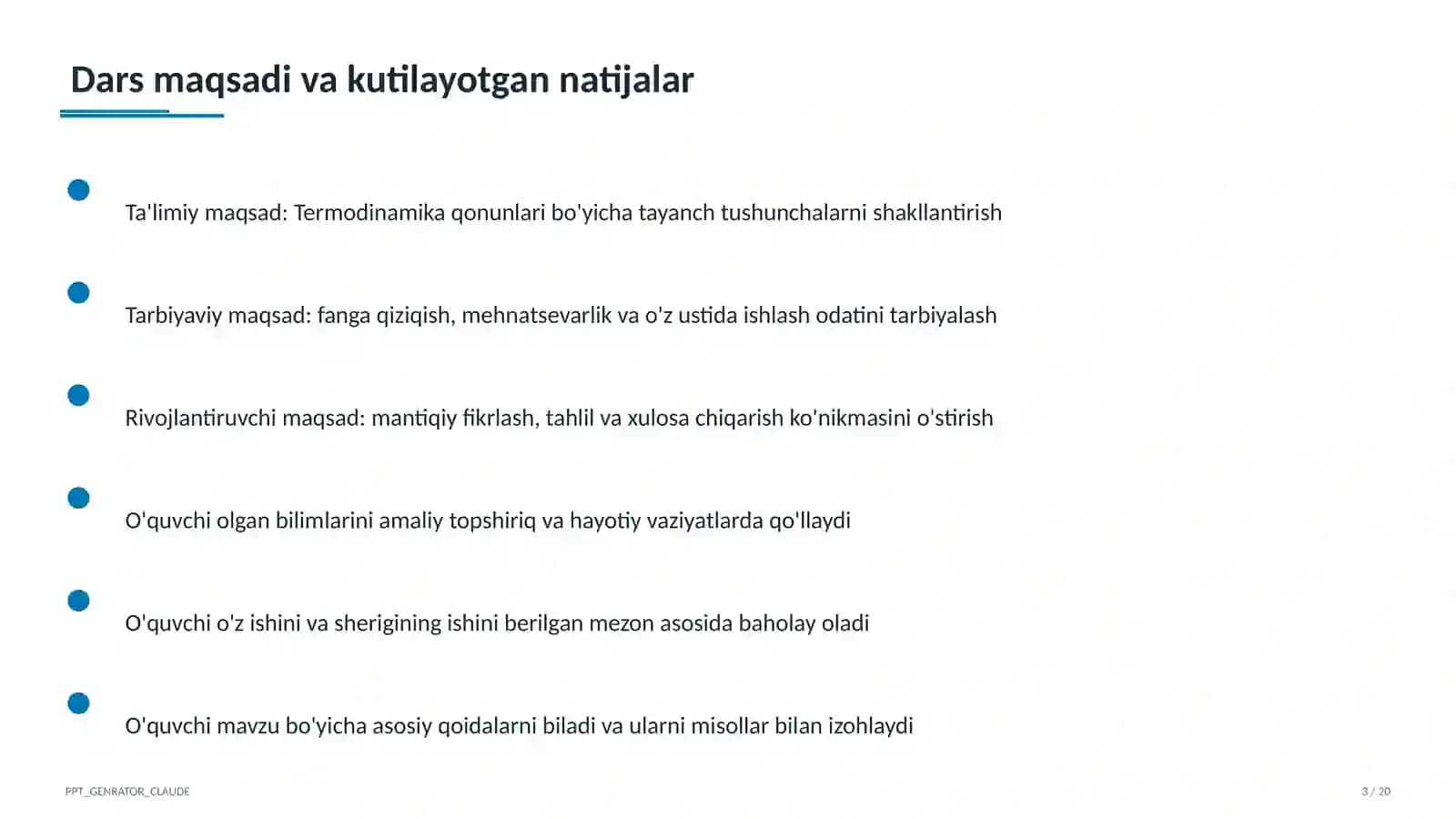 Termodinamika qonunlari (10-sinf)
