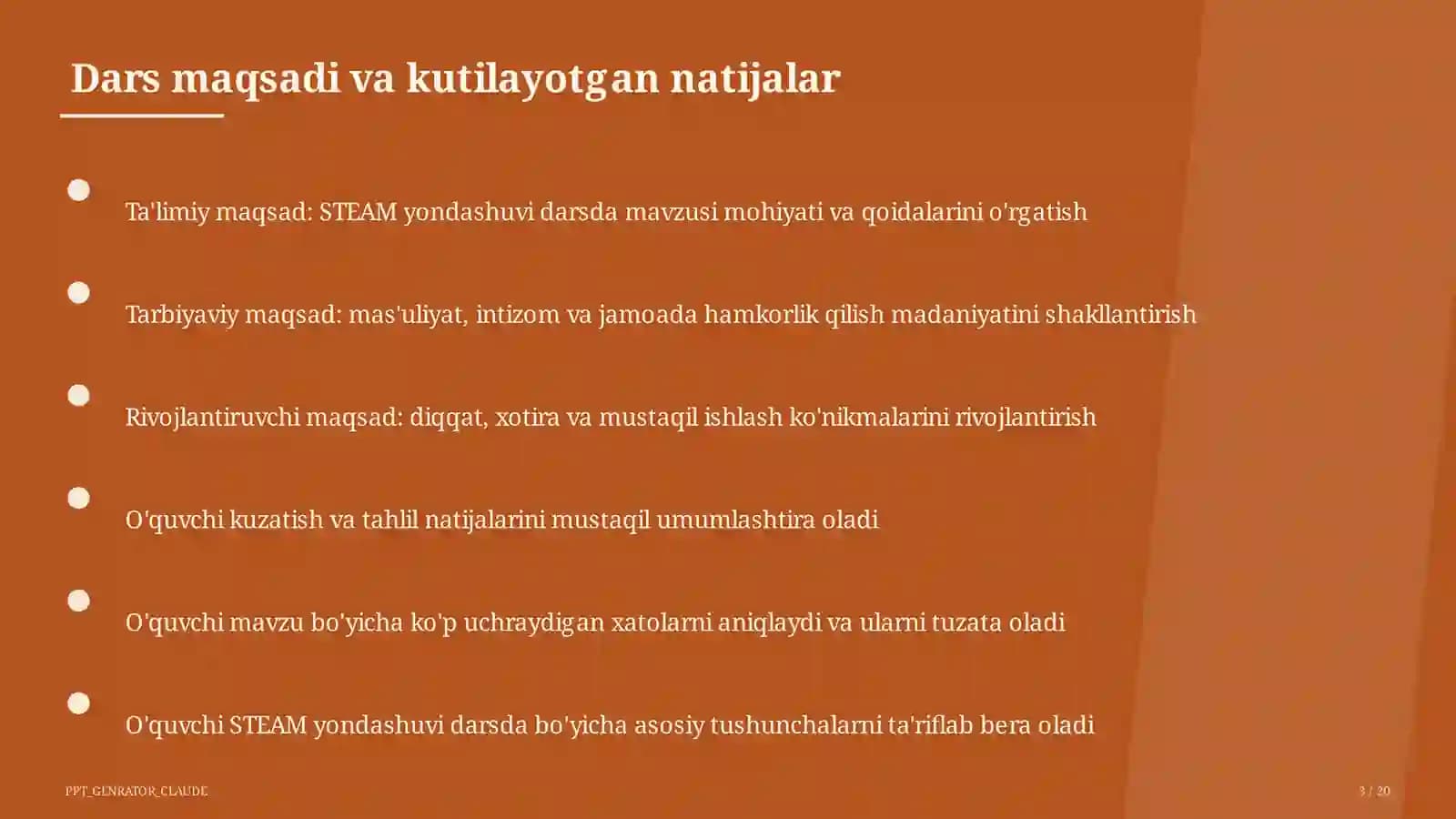 STEAM yondashuvi darsda