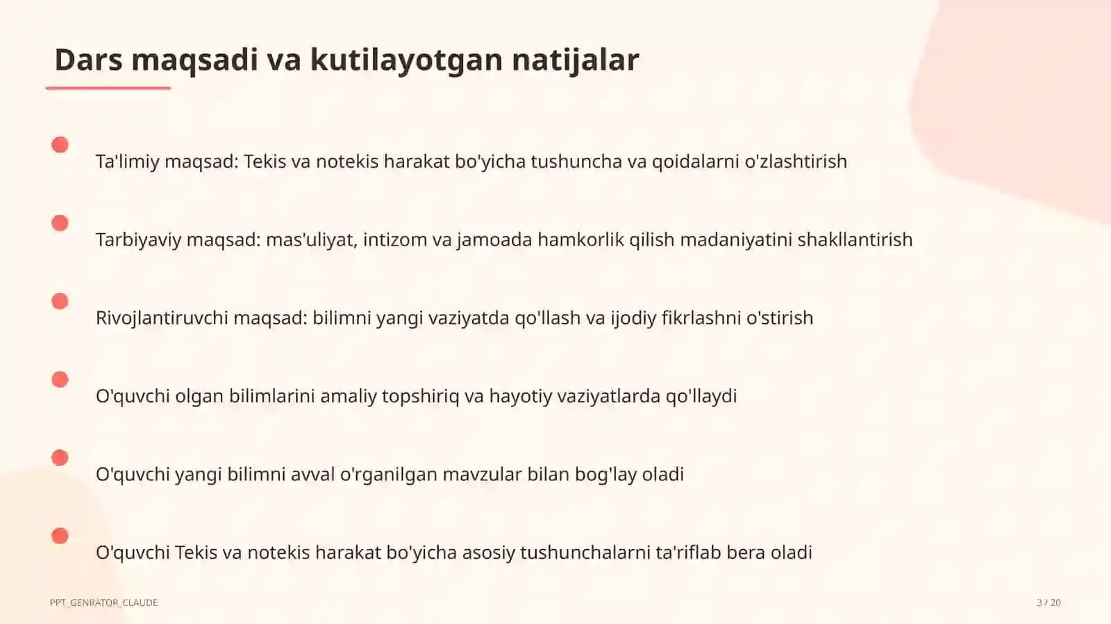 Tekis va notekis harakat (7-sinf)