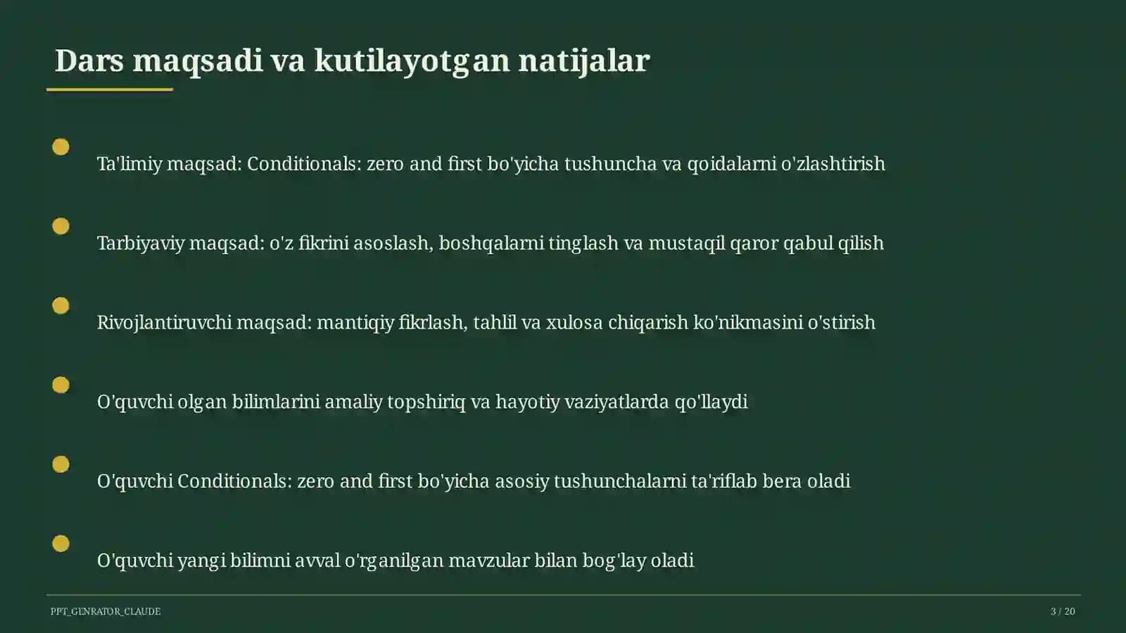 Conditionals: zero and first (8-sinf)