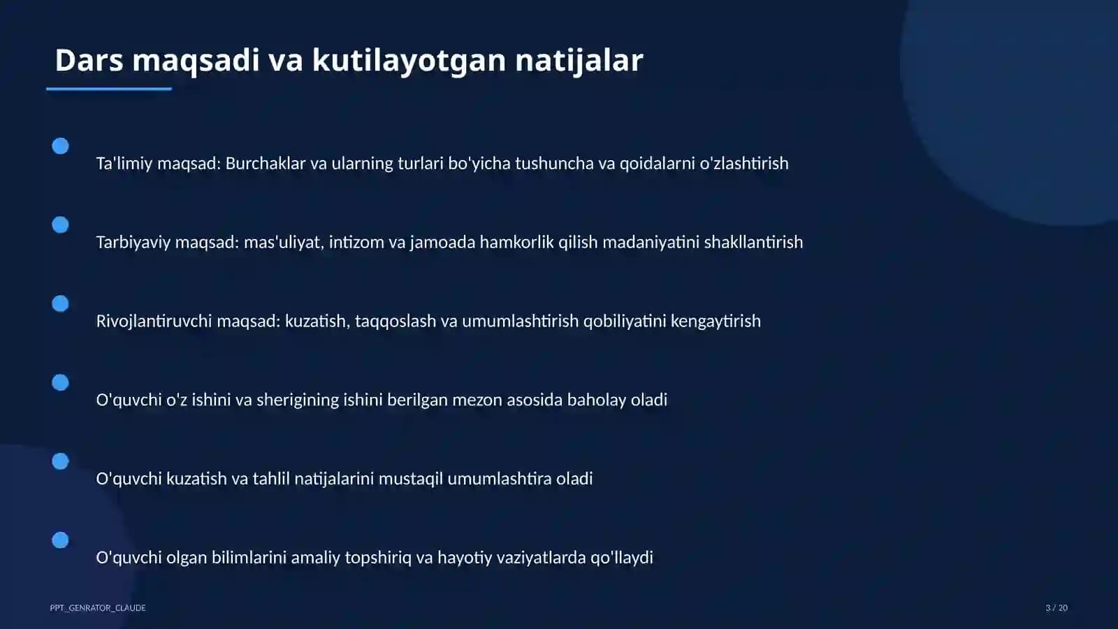 Burchaklar va ularning turlari (7-sinf)
