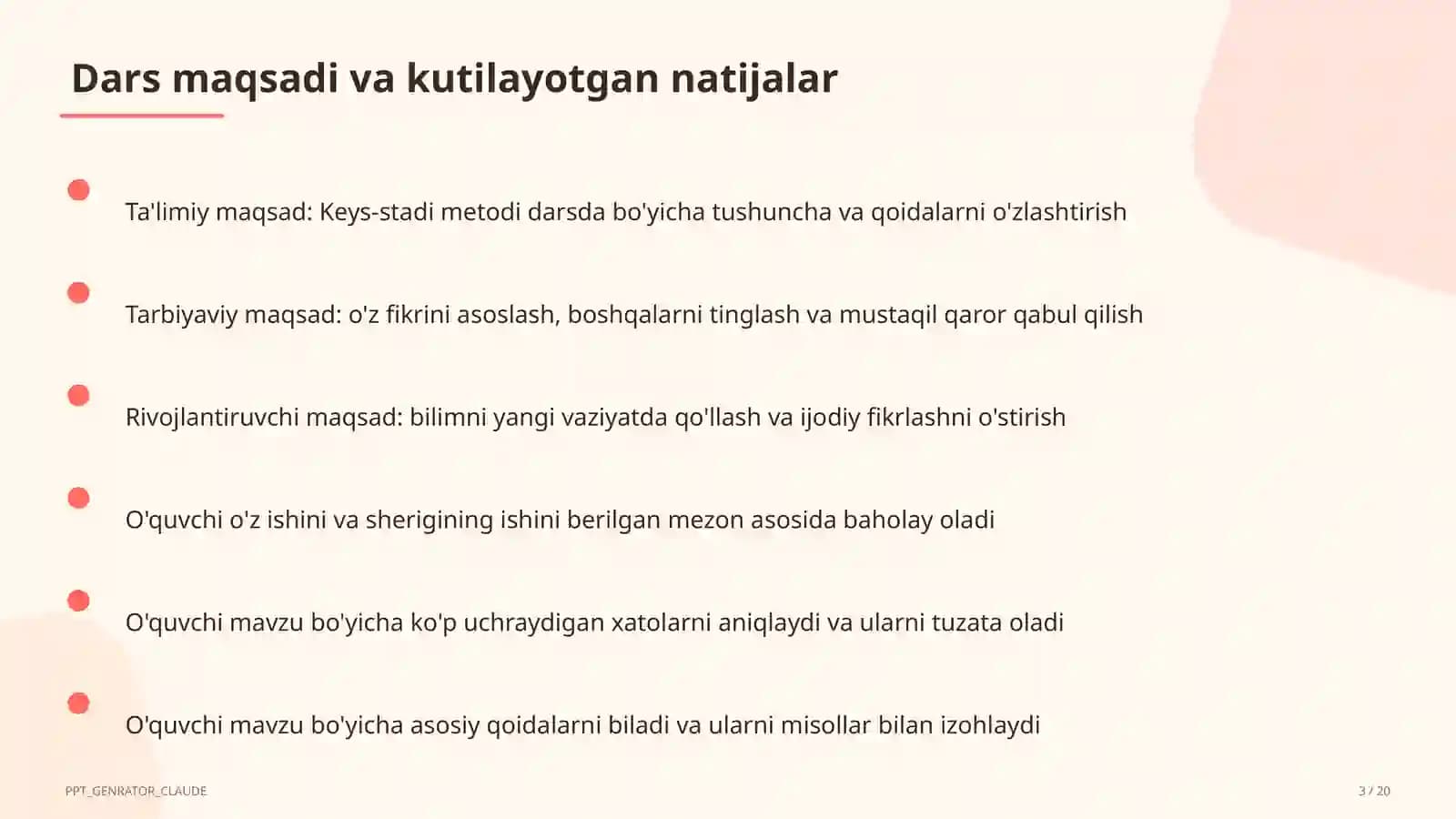 Keys-stadi metodi darsda