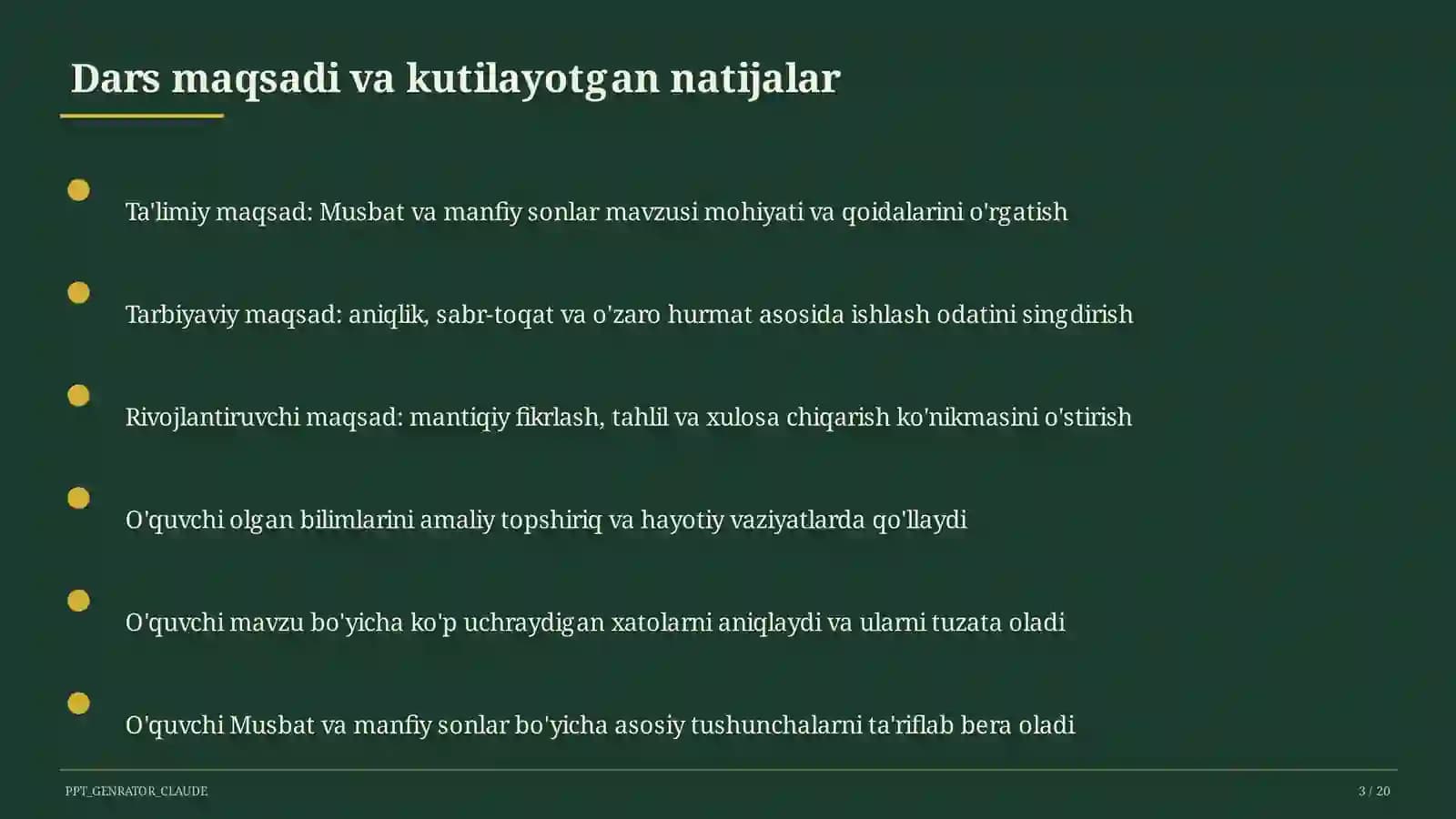 Musbat va manfiy sonlar (6-sinf)