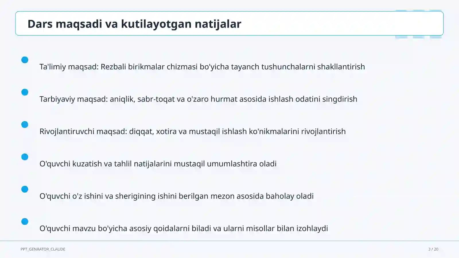 Rezbali birikmalar chizmasi (9-sinf)