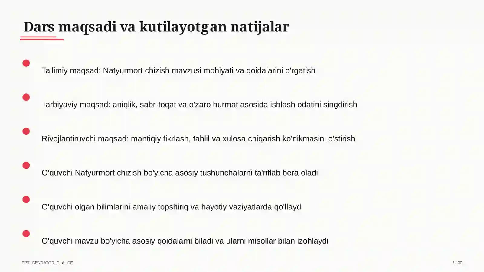 Natyurmort chizish (2-sinf)
