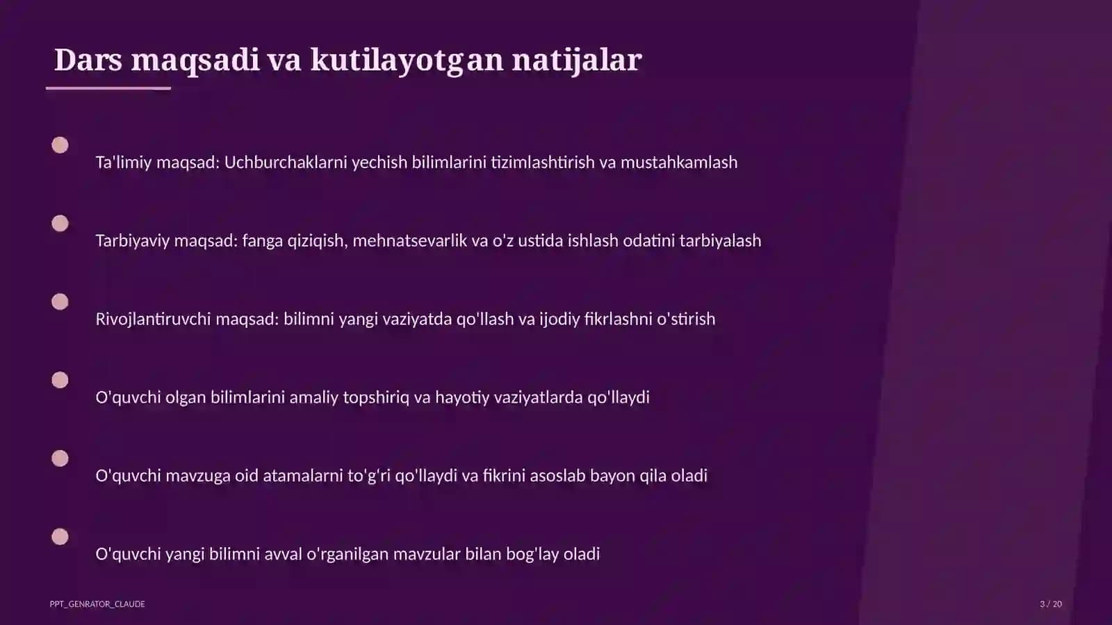 Uchburchaklarni yechish (9-sinf)