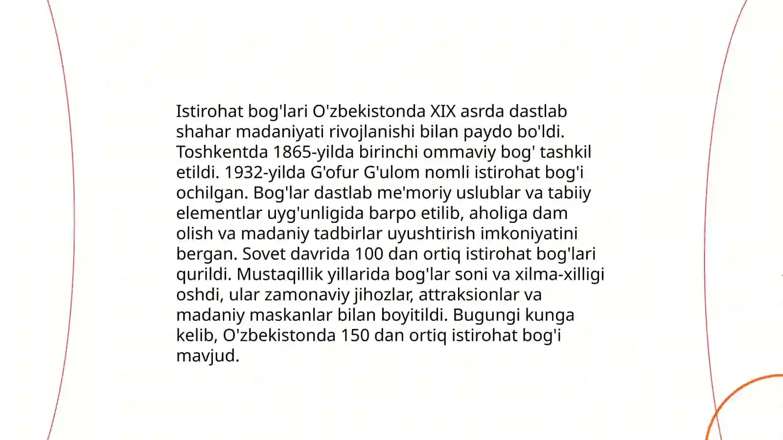 Istirohat bog'lari O'zbekistonda