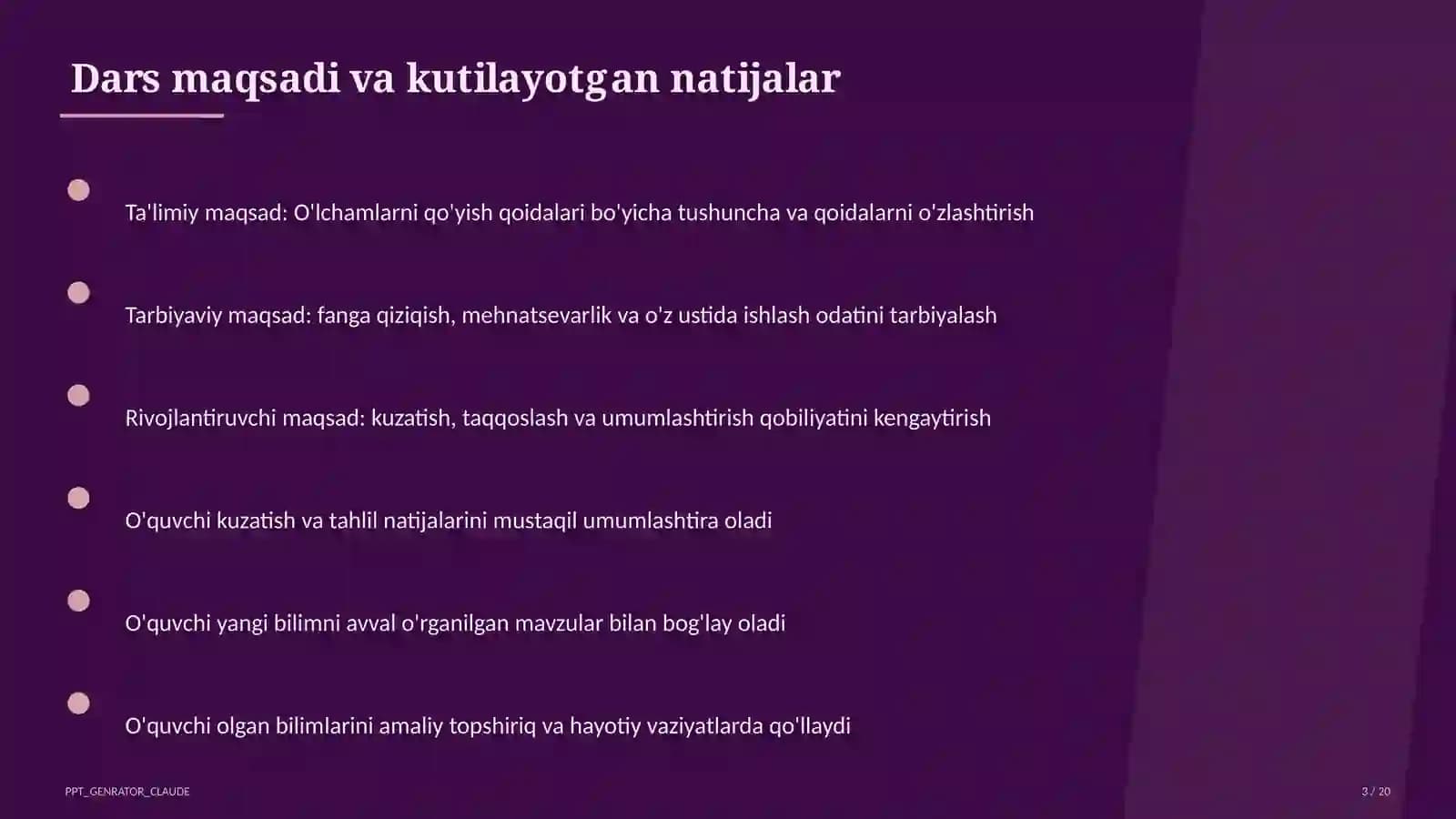 O'lchamlarni qo'yish qoidalari (8-sinf)