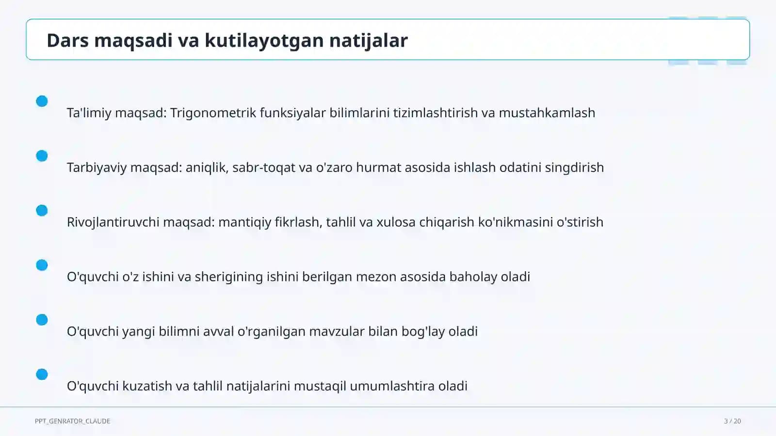 Trigonometrik funksiyalar (10-sinf)