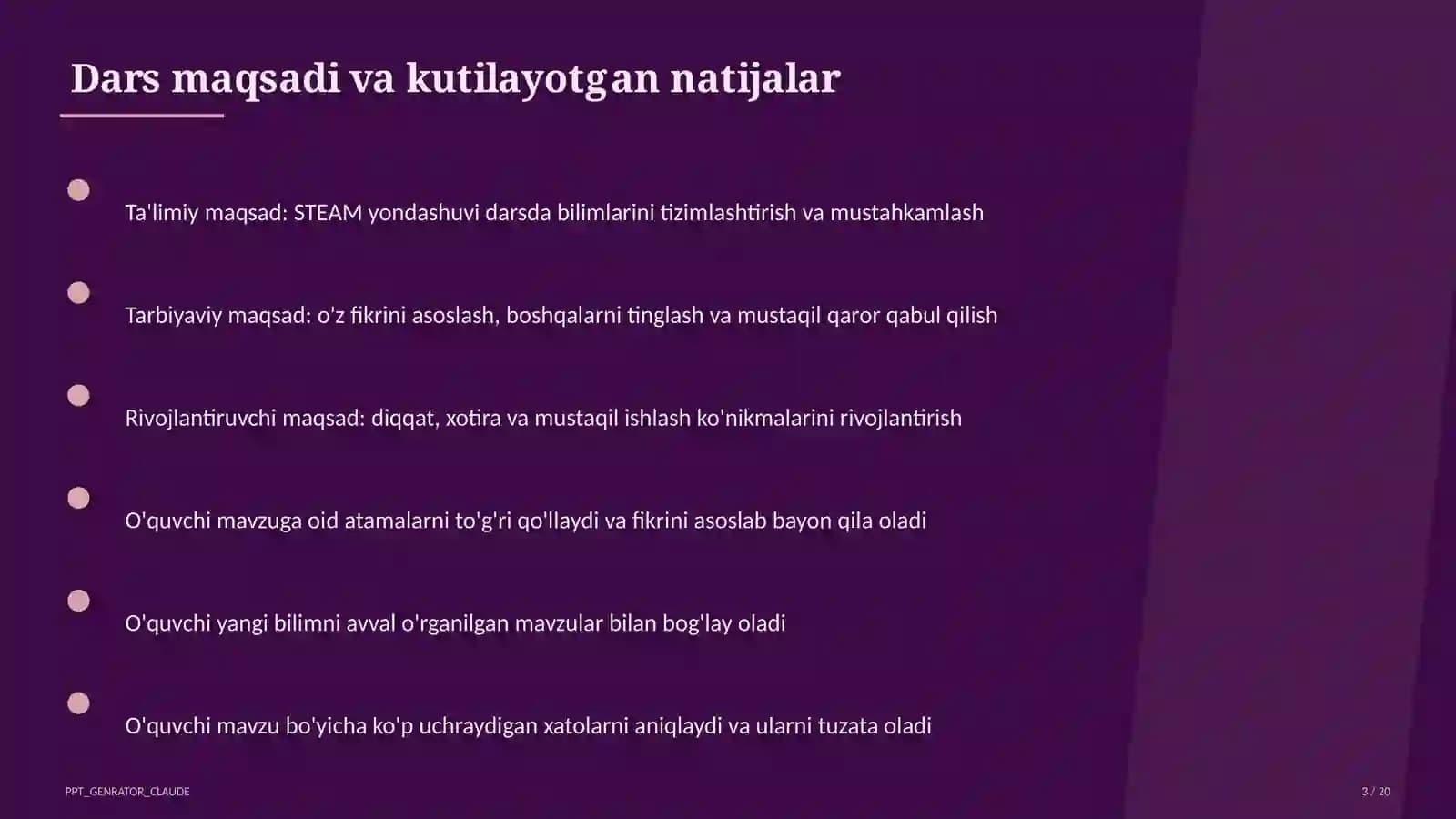 STEAM yondashuvi darsda