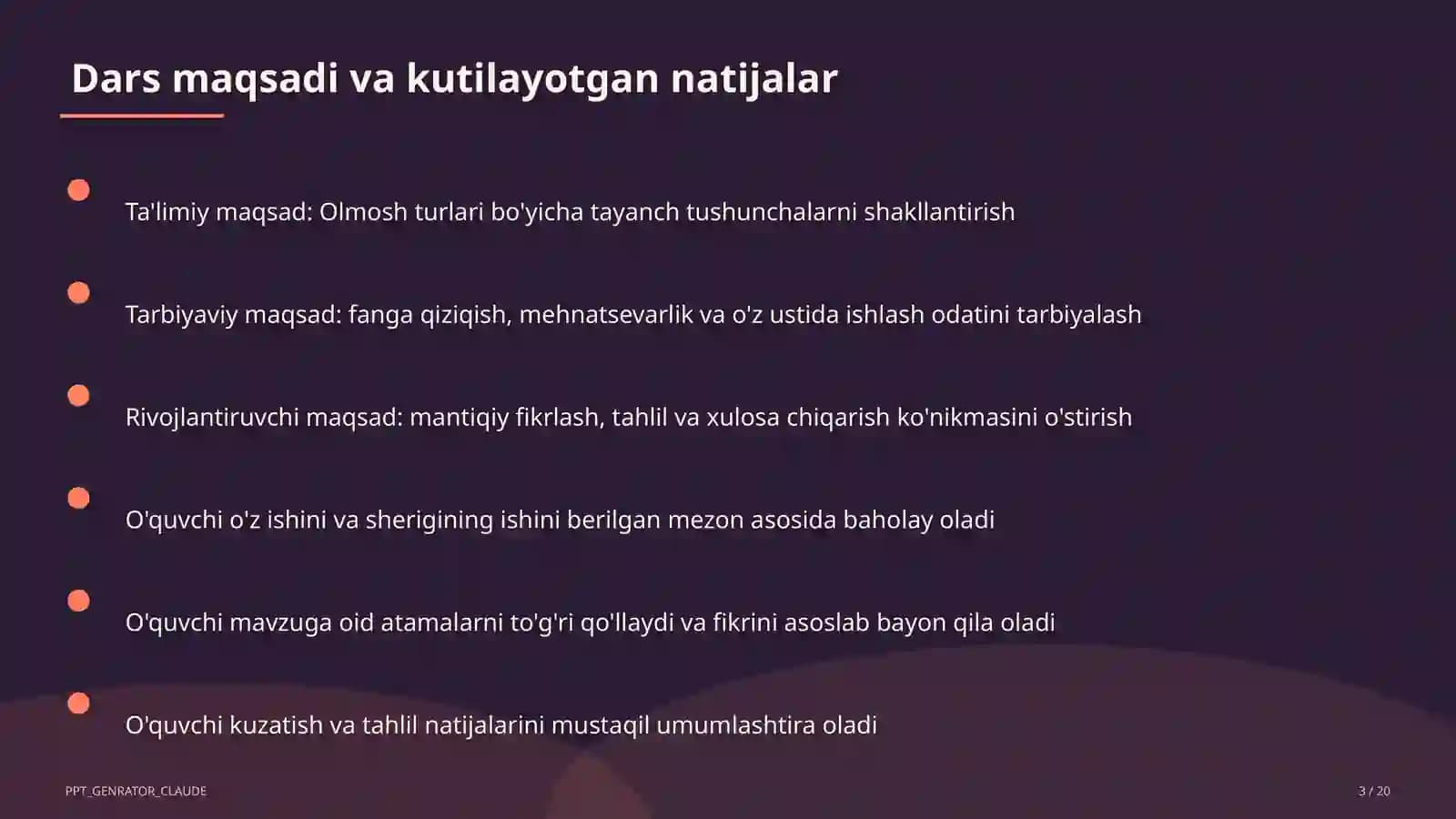 Olmosh turlari (6-sinf)