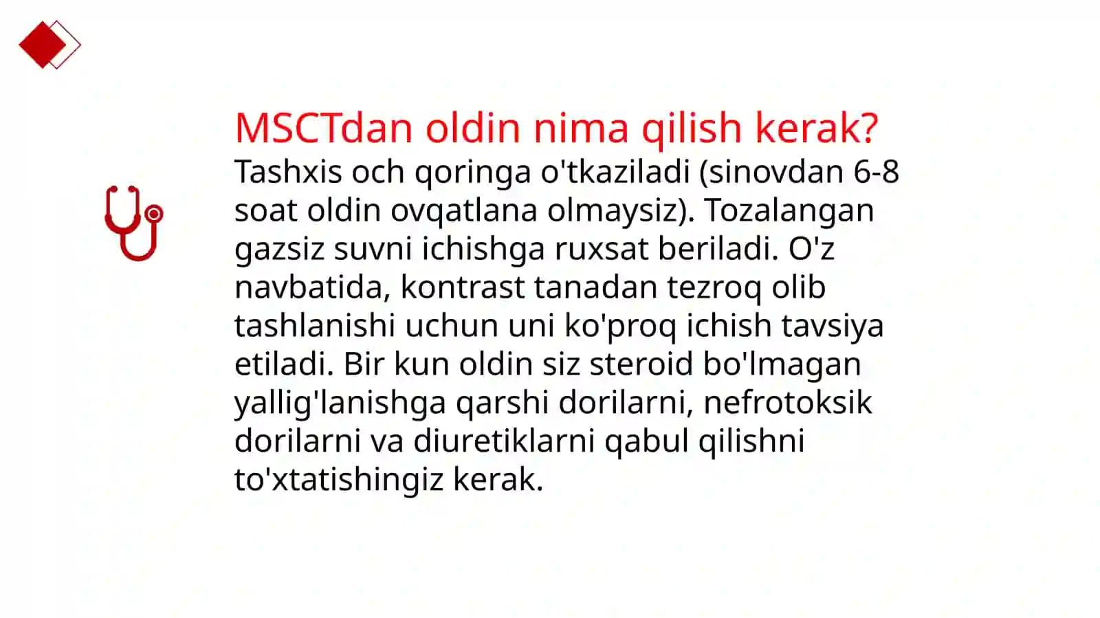 Multispiral kompyuter tomografiya (MSKT)tekshiruv usuli