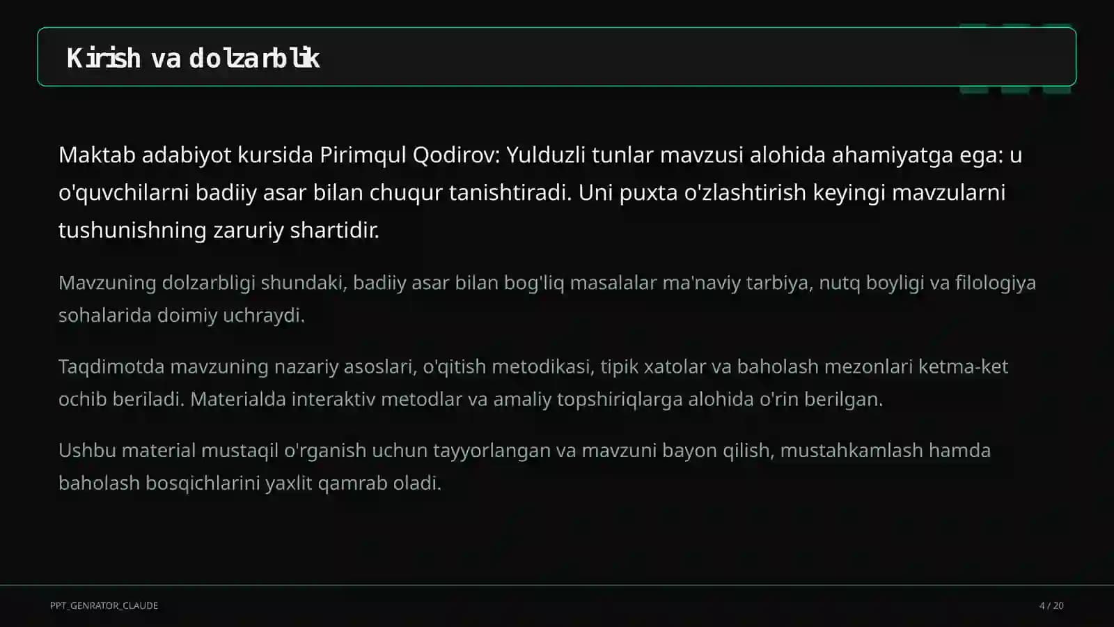 Yulduzli tunlar (11-sinf)