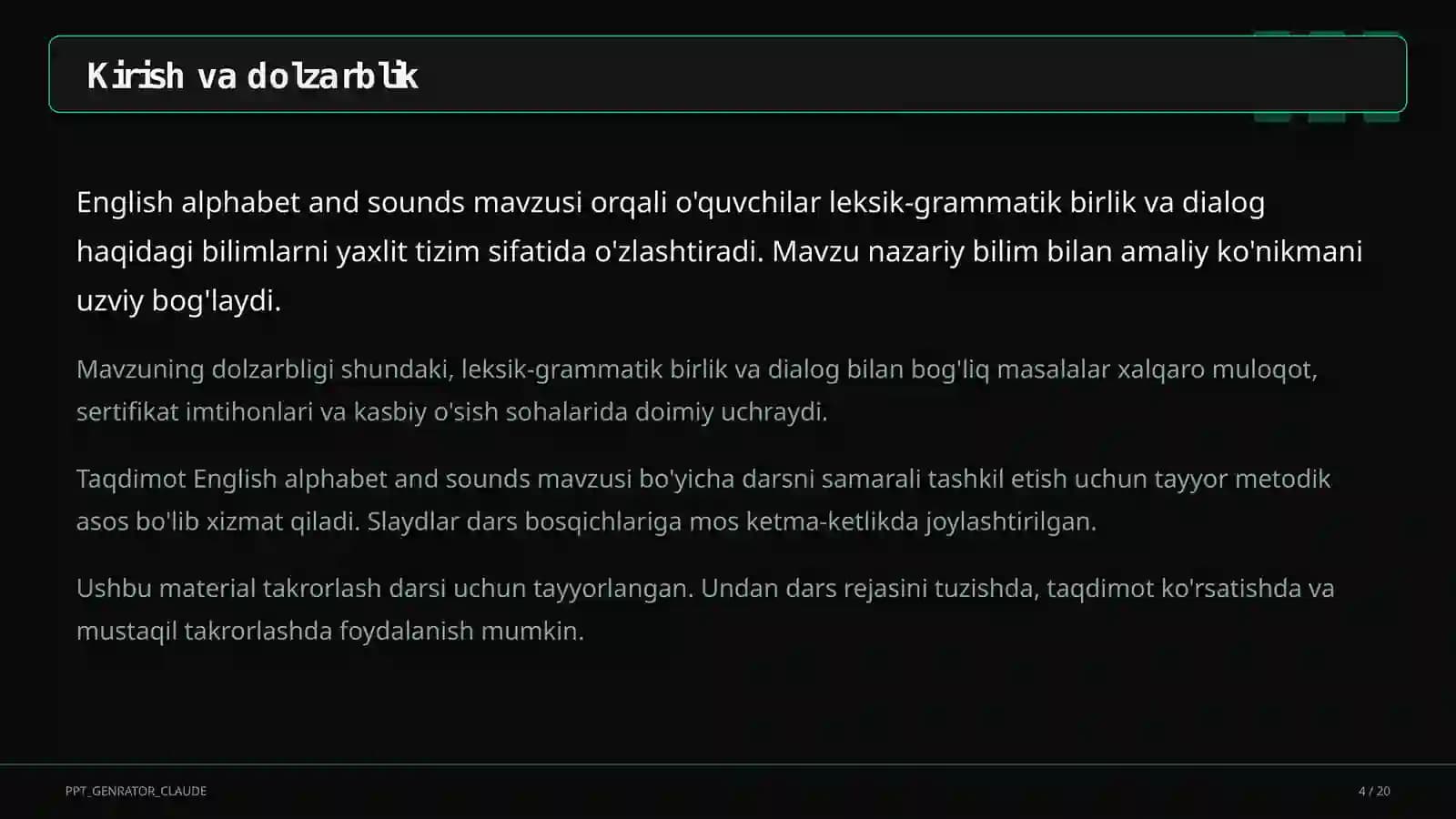 Ingliz tili (1–
