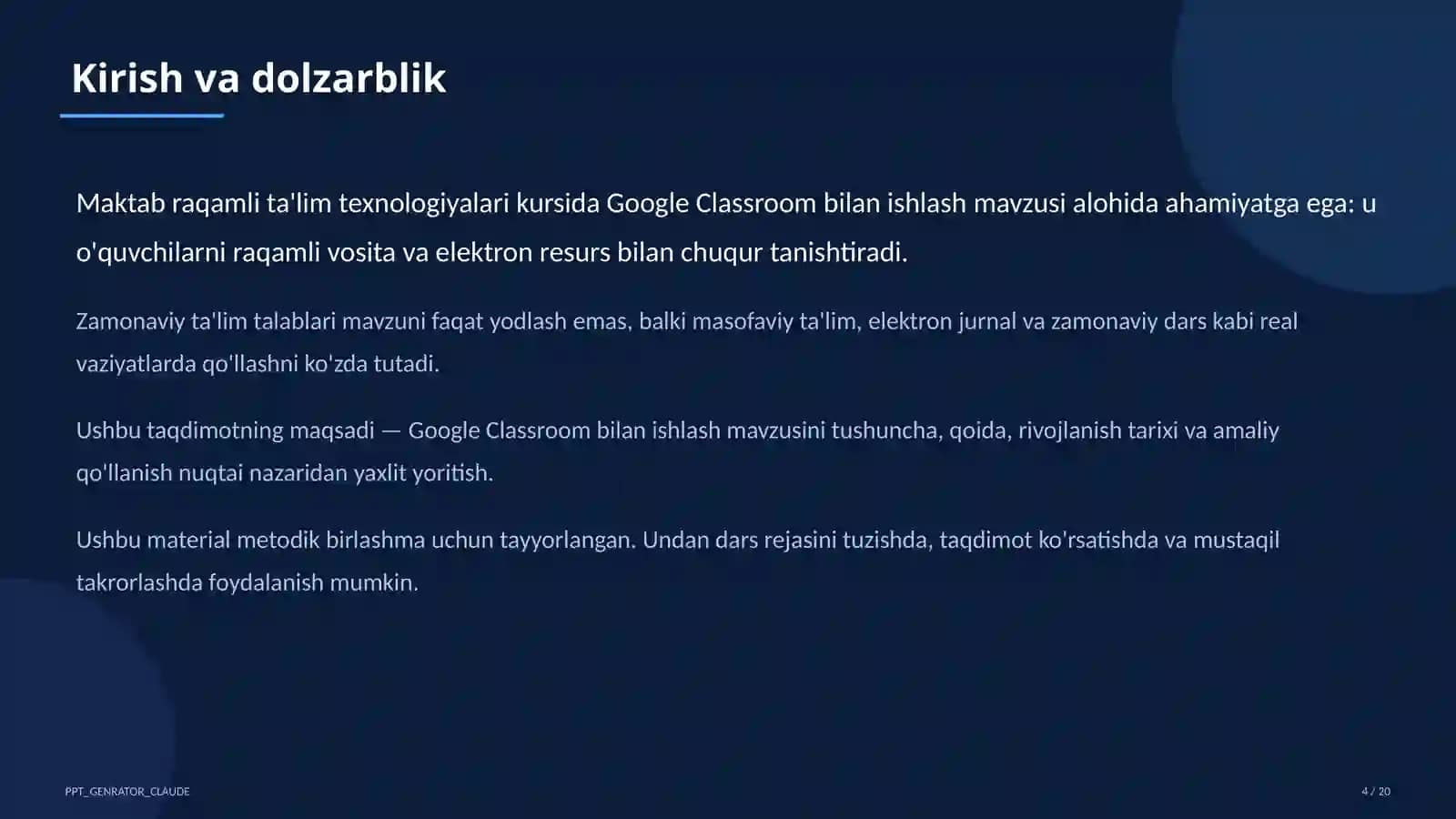 Google Classroom bilan ishlash