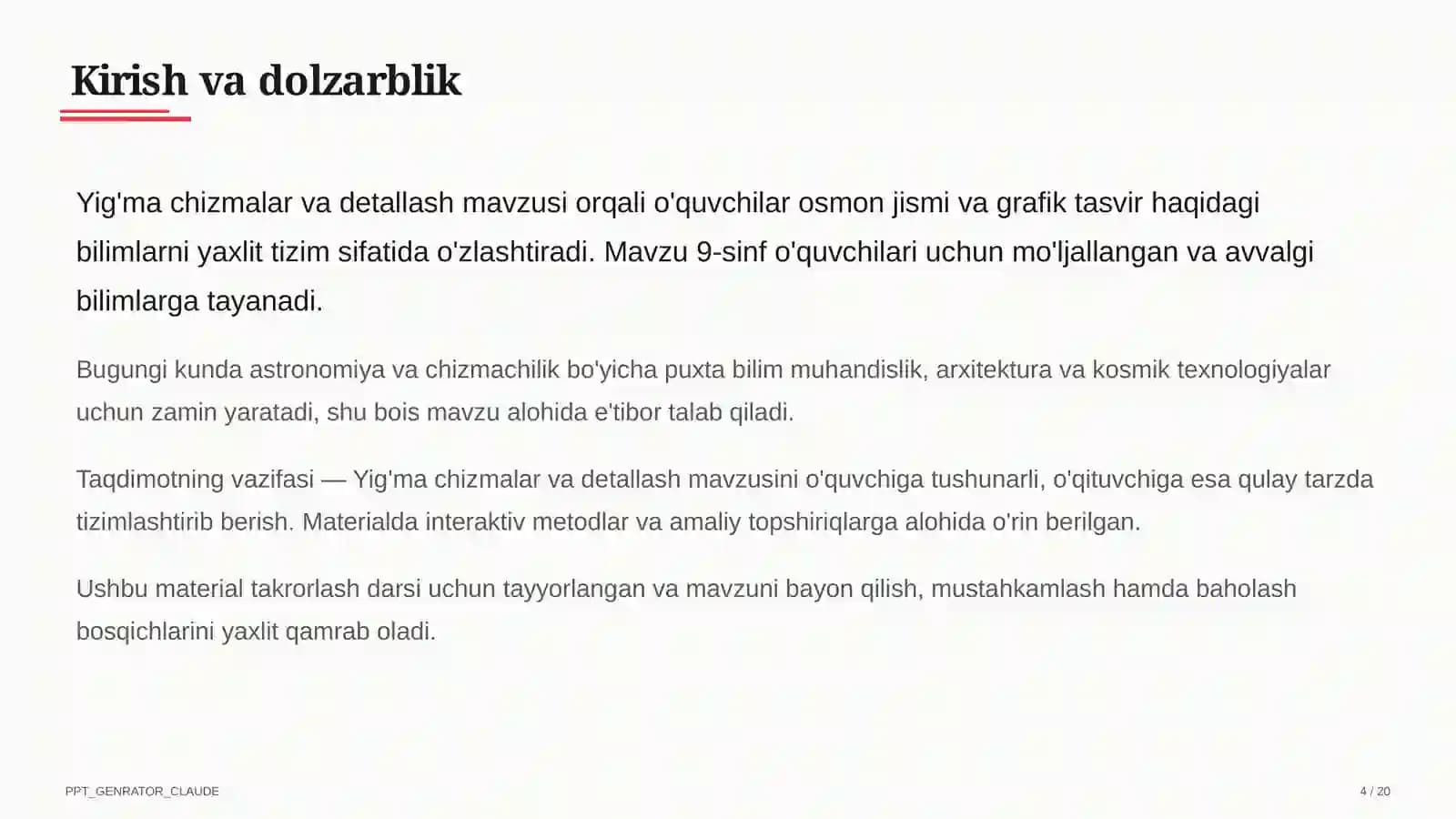 Yig'ma chizmalar va detallash (9-sinf)