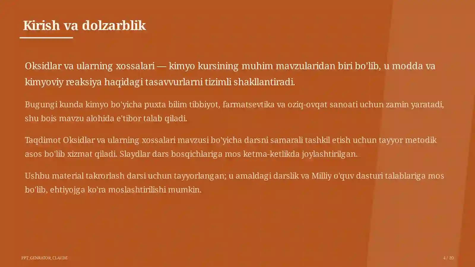 Oksidlar va ularning xossalari (8-sinf)