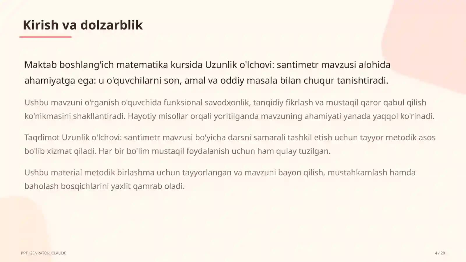 Matematika Dars Rejasi