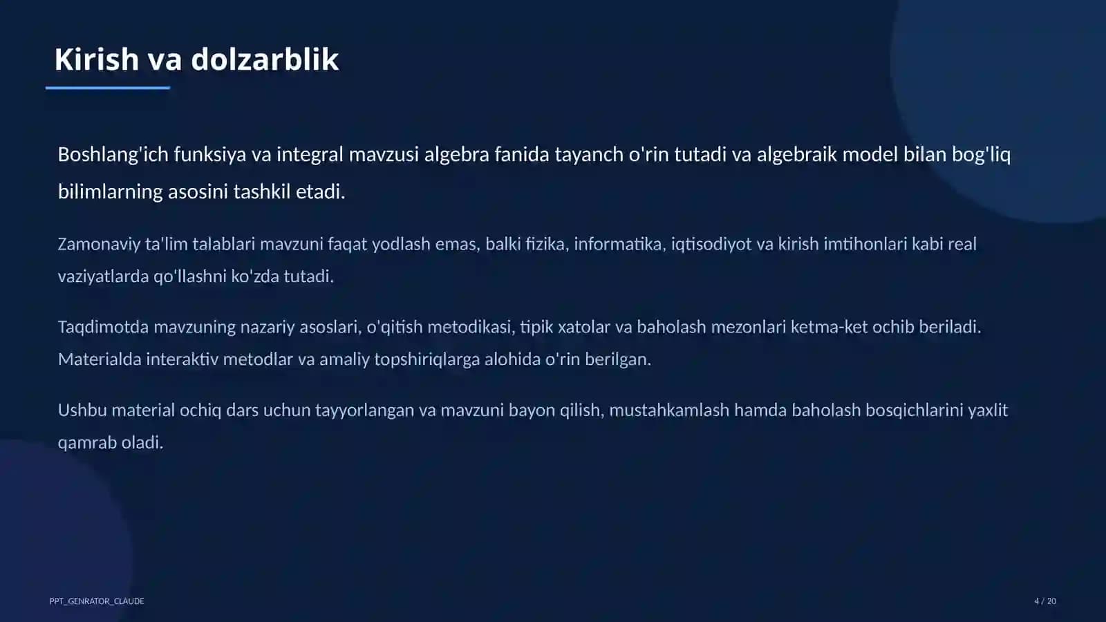 Boshlang'ich funksiya va integral (11-sinf)