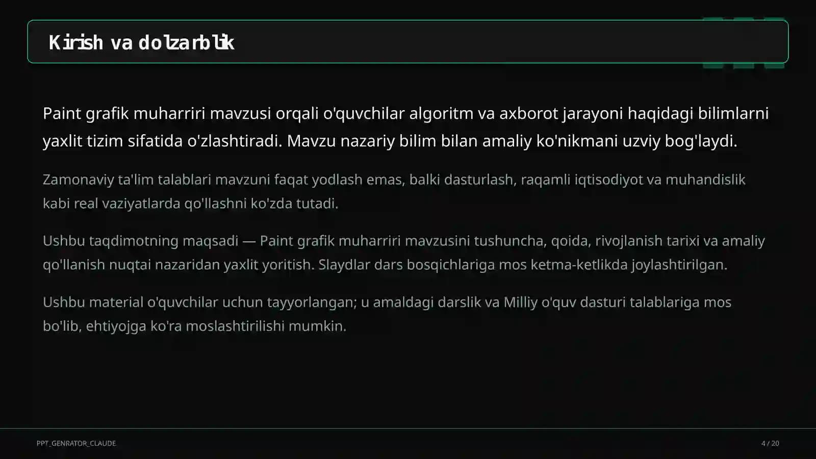 Paint grafik muharriri (5-sinf)