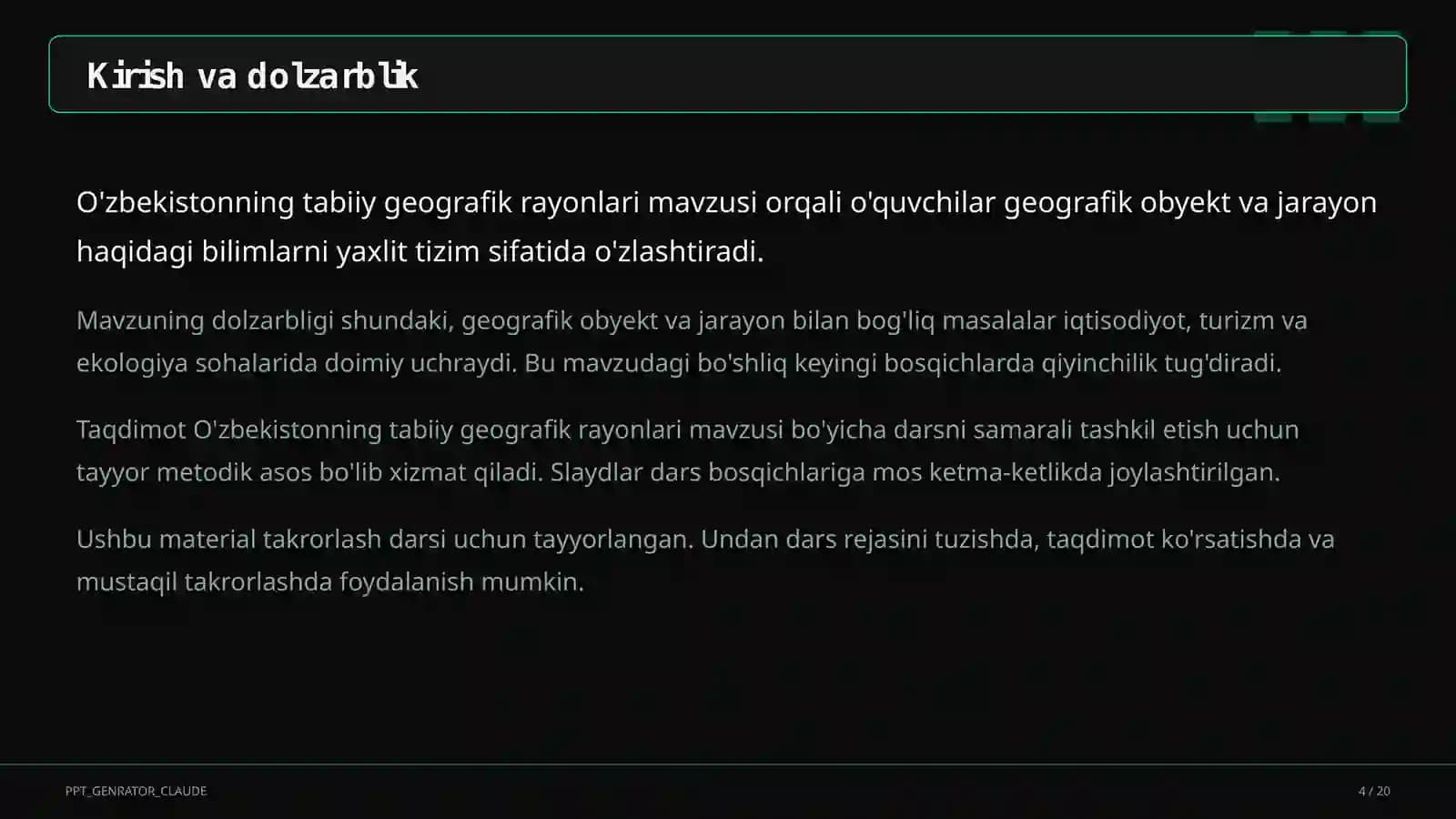 O'zbekistonning tabiiy geografik rayonlar